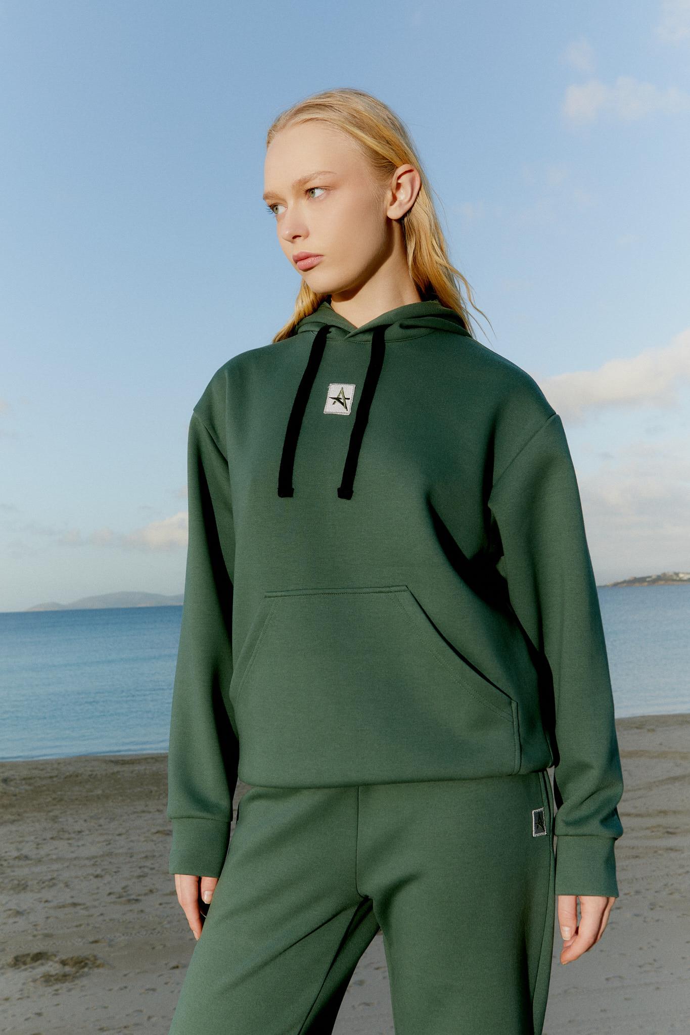 ED 2377-01 Kanguru Kapüşonlu Sweat Haki