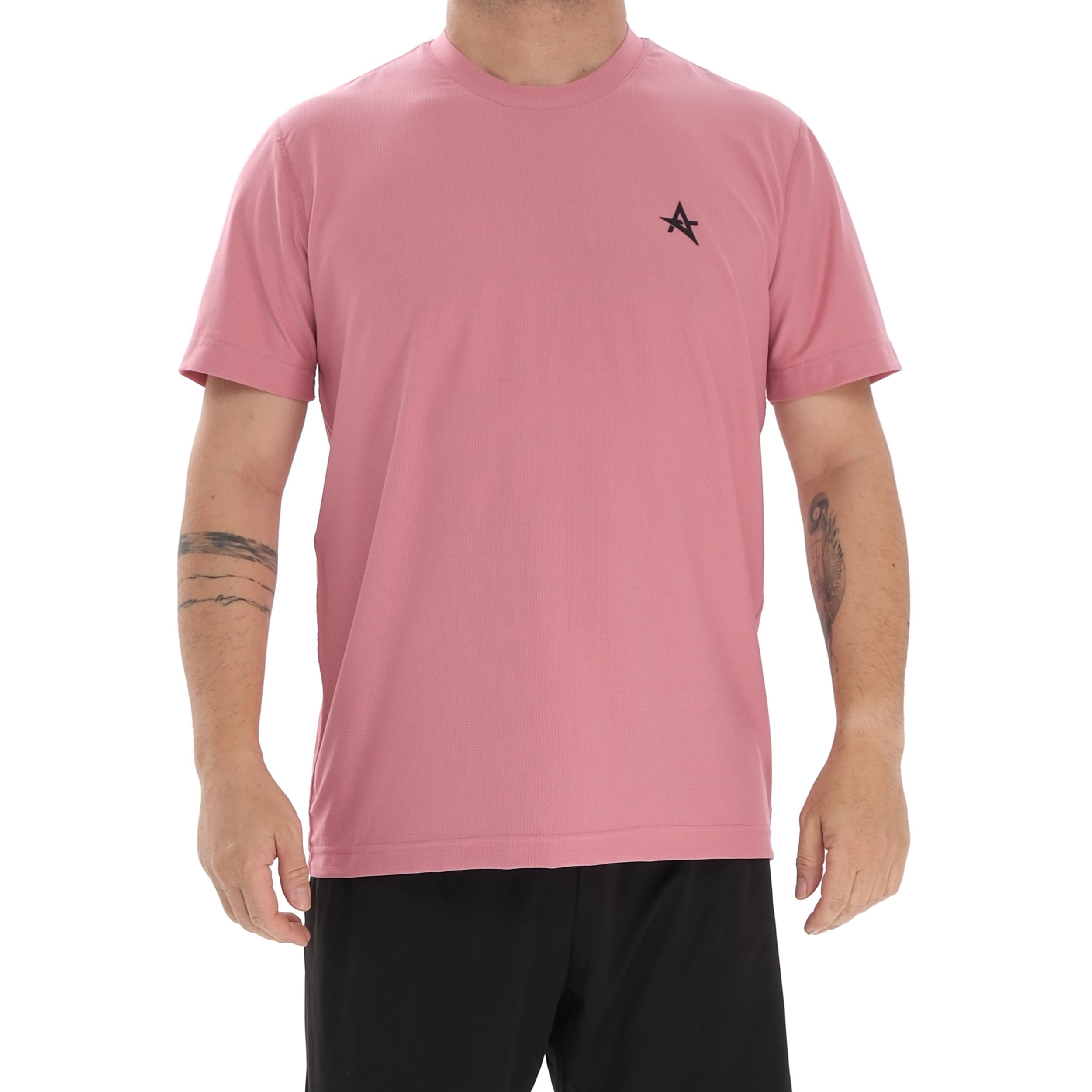 ED 2438-13 Justin T-shirt da Uomo in Lycra con Tessuto a Nido d'ape Rosa Antico