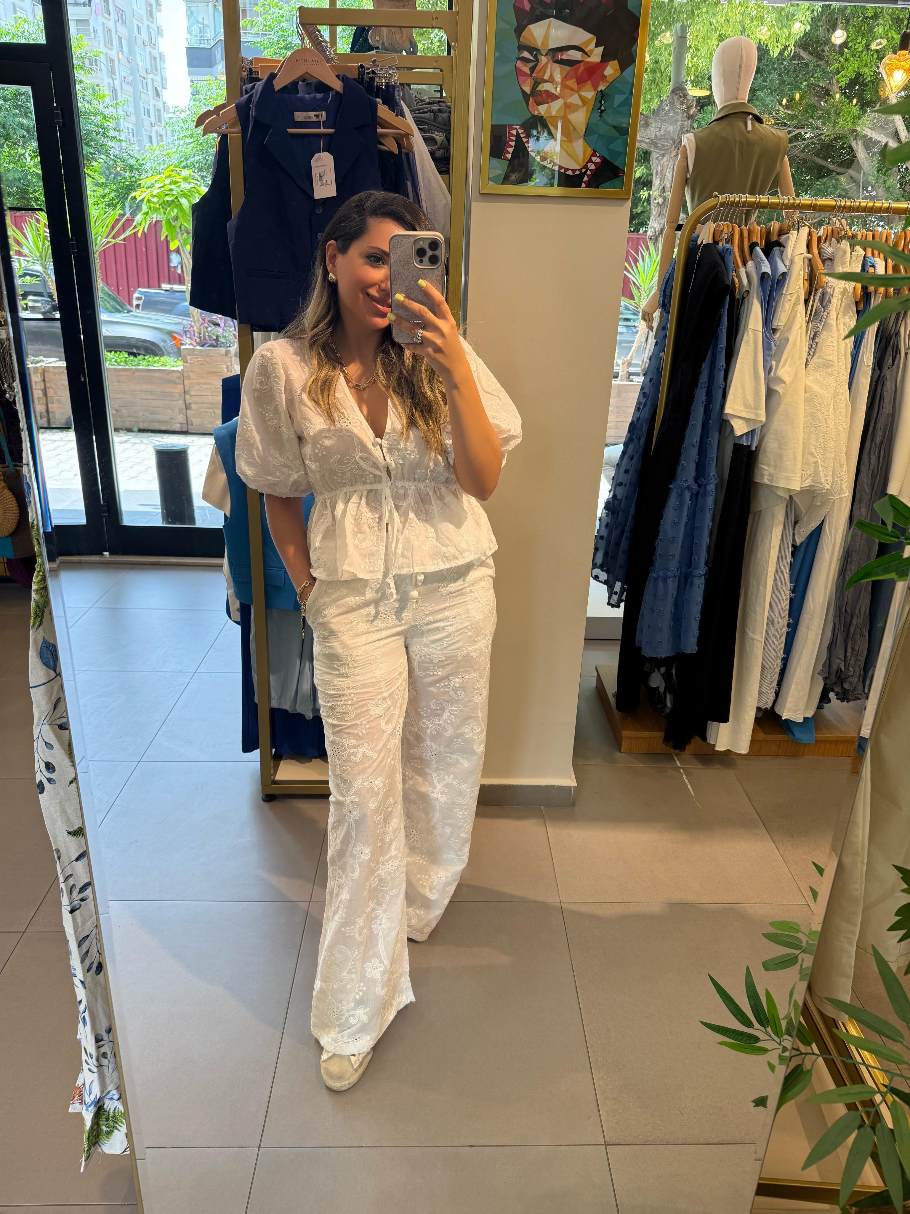 10119 Güpür Pantolon Bluz Takım