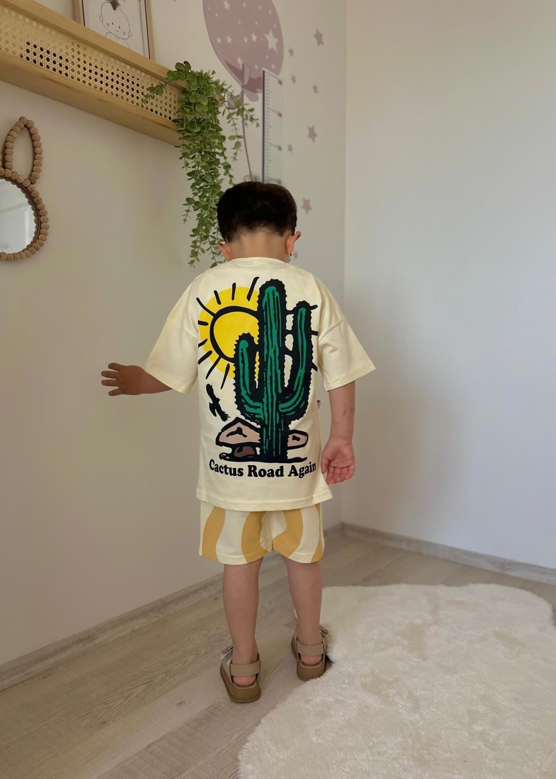 10214 Kids Baskılı Şort Tshirt Takım 3-4/9-10 Yaş