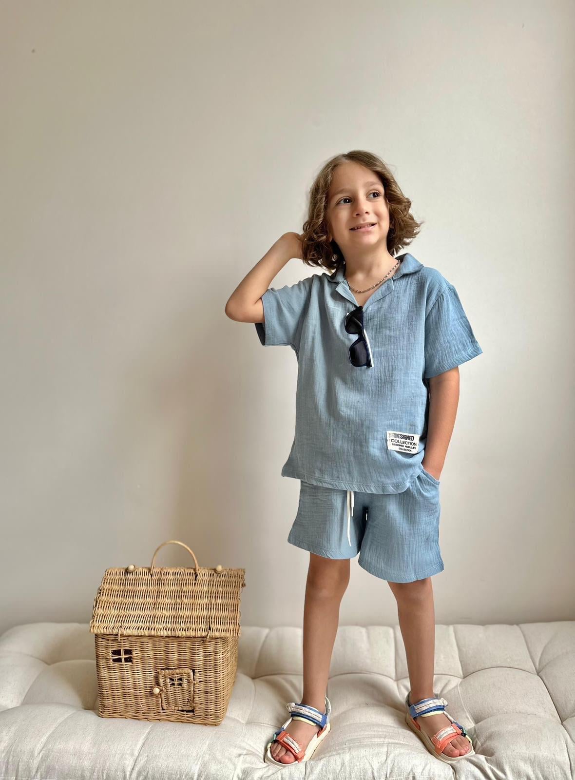 10217 Kids Müslin Polo Yaka Takım 5-6/13-14 Yaş