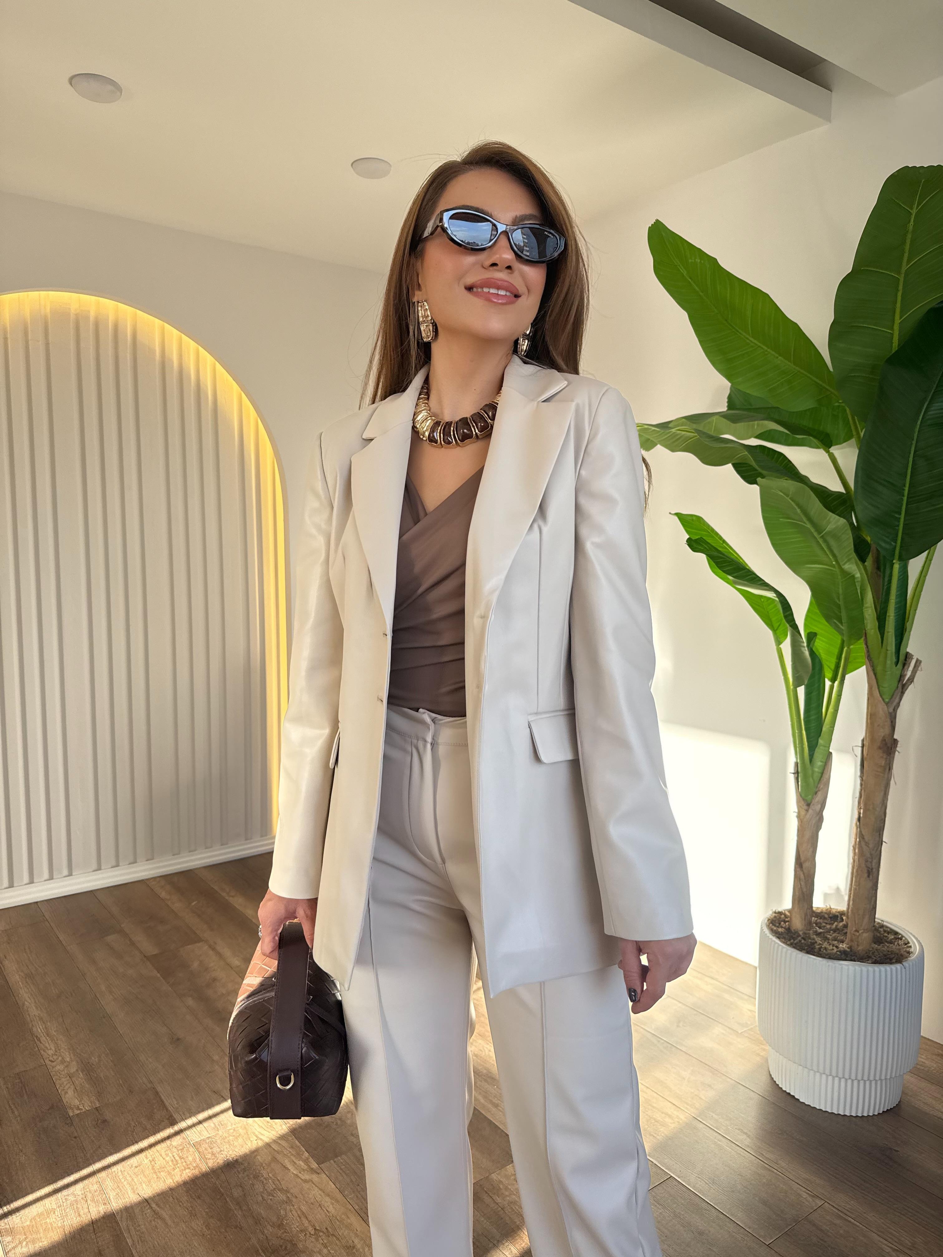 10755 Deri Blazer Ceket