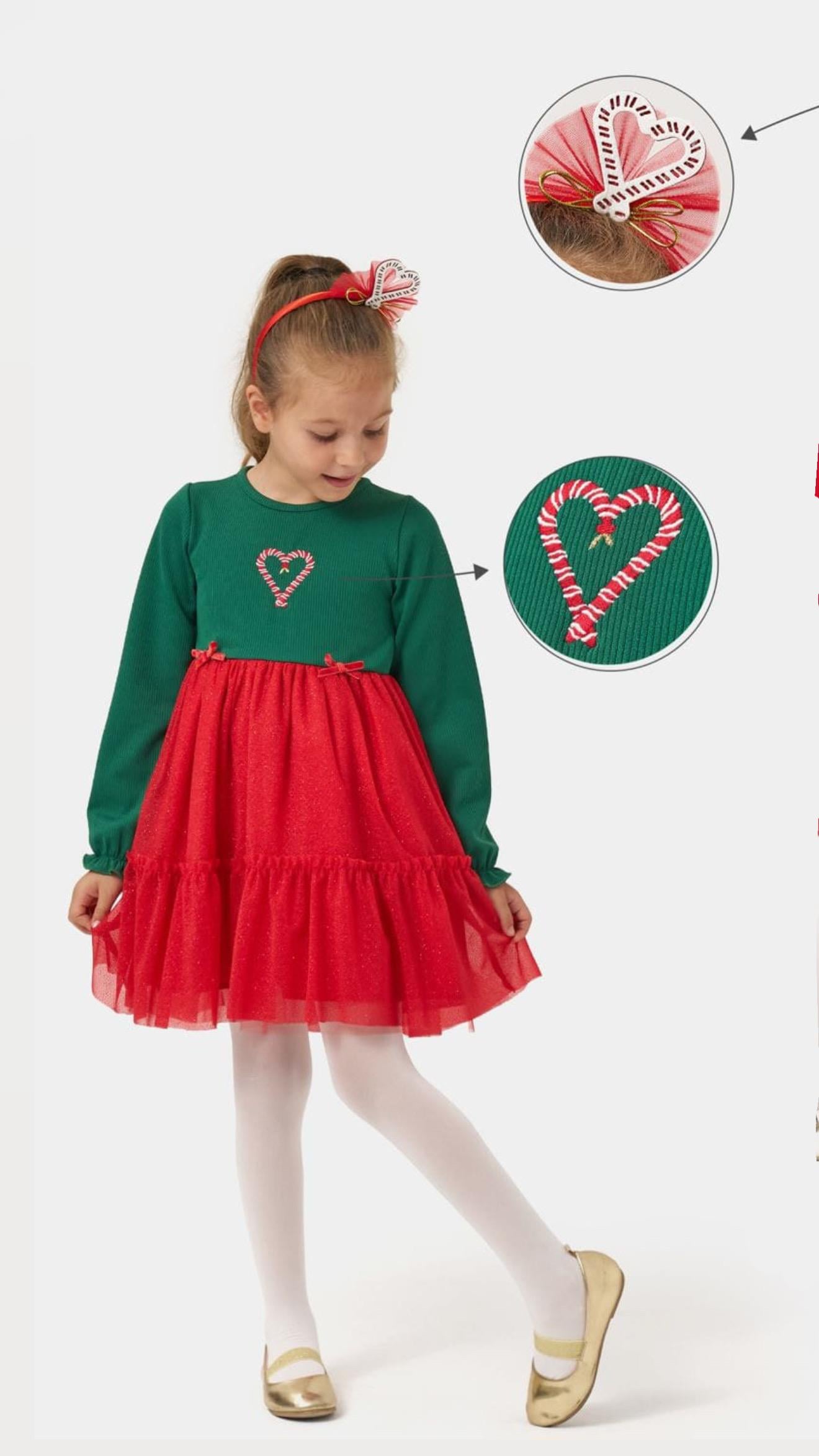 11028 Kids Fitilli Fiyonklu Elbise 3-6 Yaş