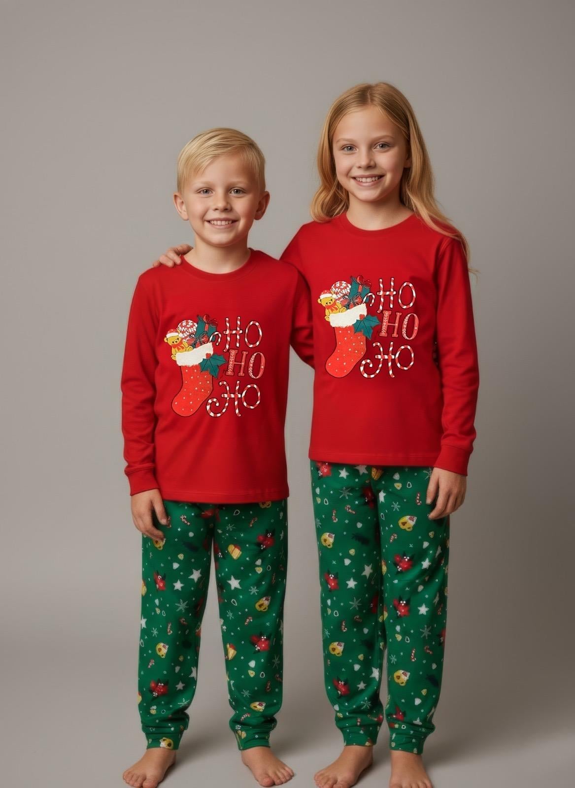 11033 Kids YeniYıl Baskılı Pijama Takım 1-2/14-15 Yaş