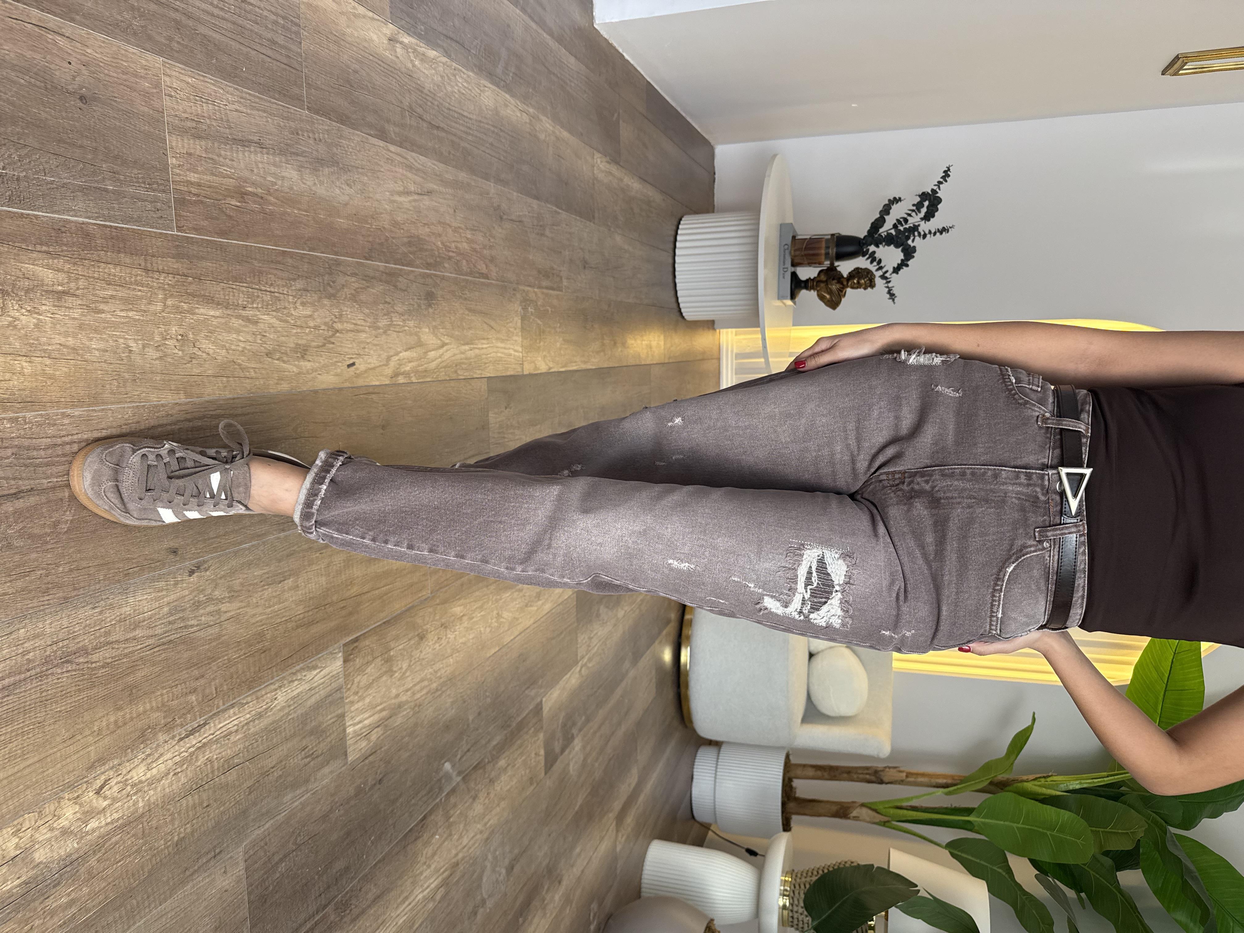 11060 Lazer Kesim Kahve Jean