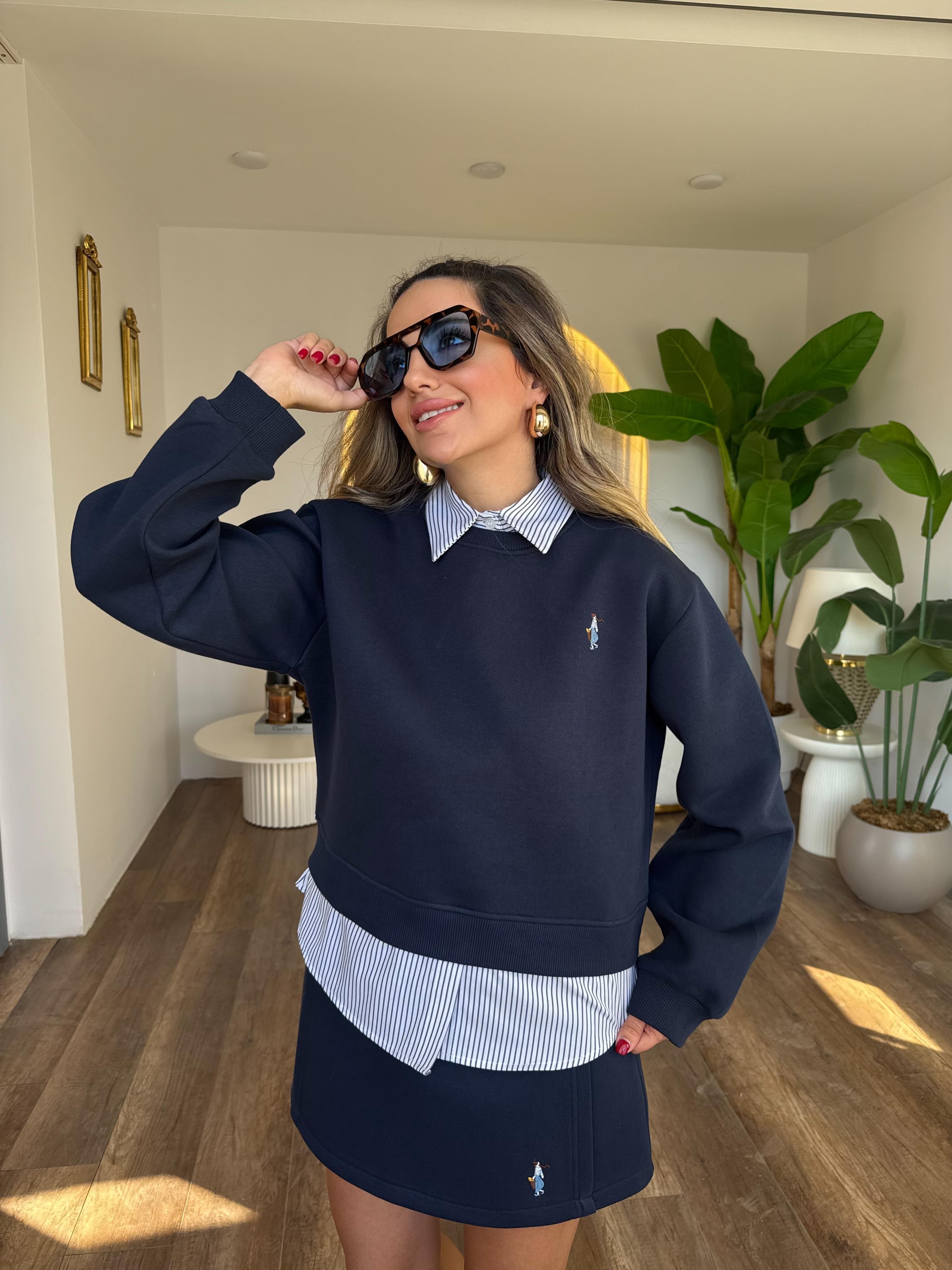 11079 Çizgi Detaylı Sweatshirt