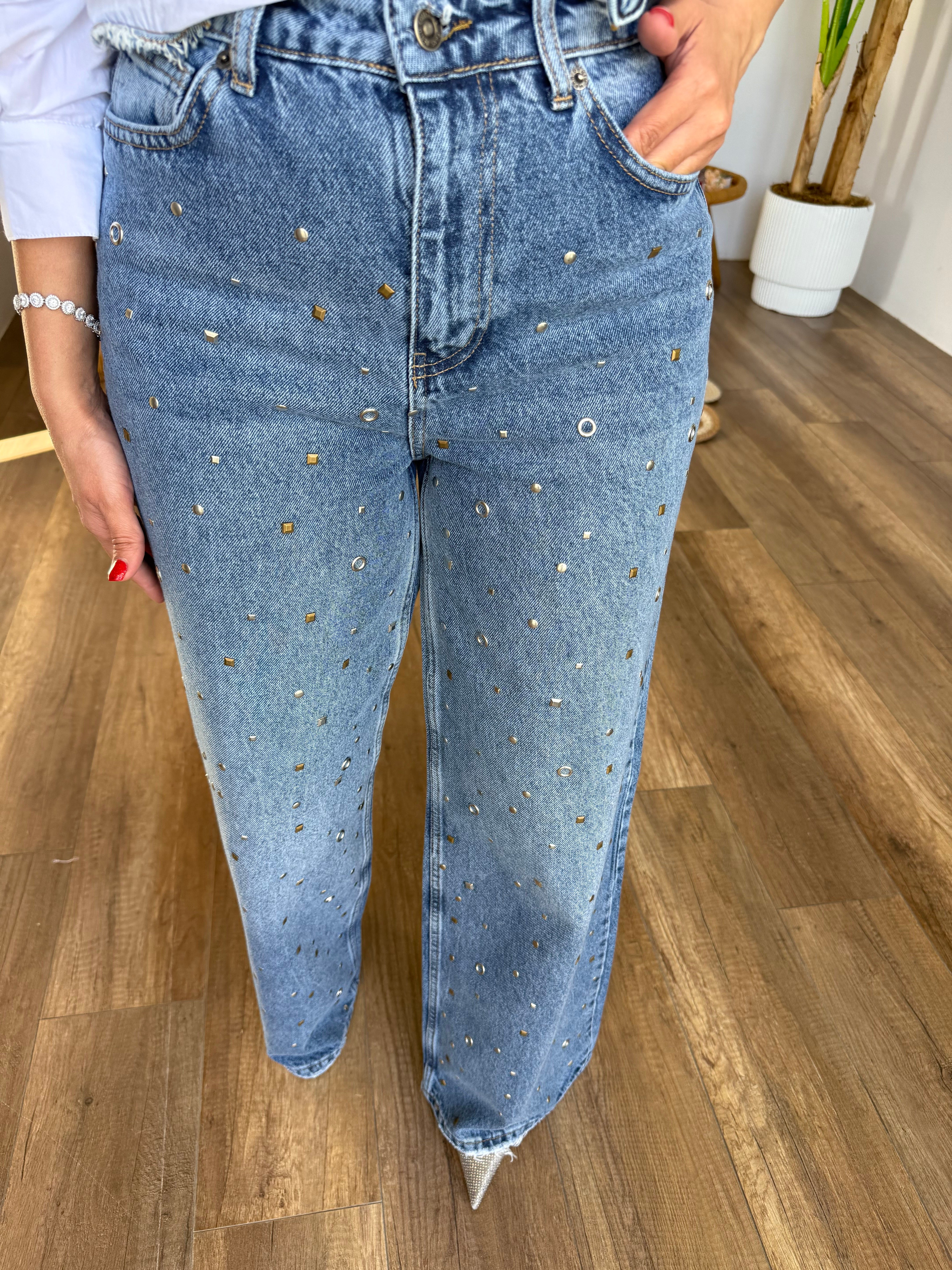11254 Taş Pim Detaylı Jean