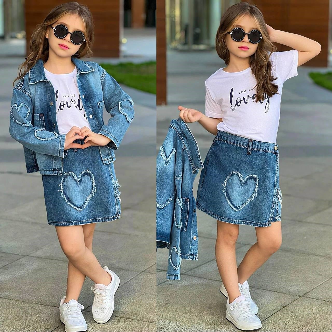 11412 Kids Denim Şort Etekli Takım 3-4/9-10 Yaş