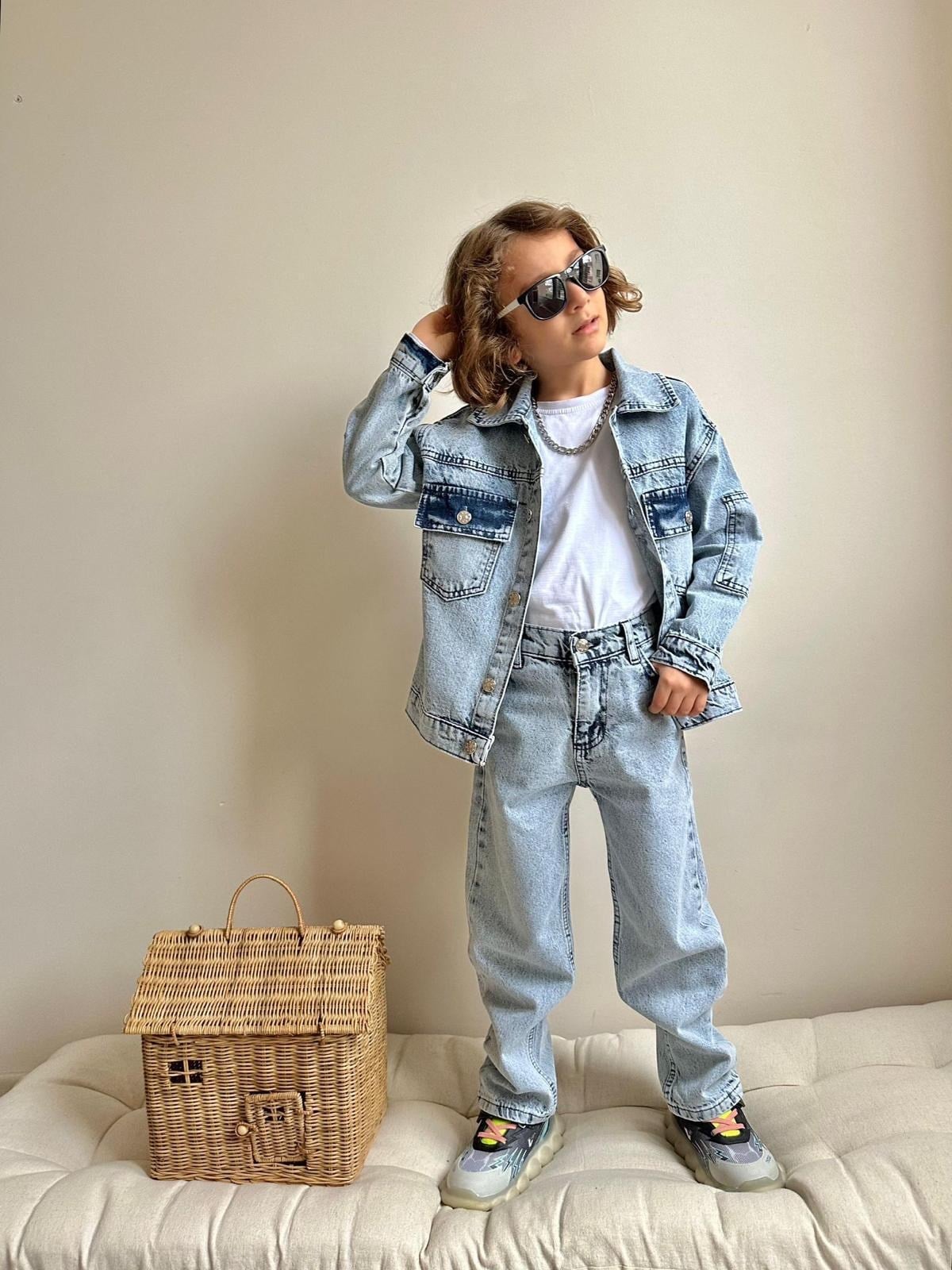 11413 Kids Açık Denim Erkek Kot Takım 3-4/9-10 Yaş