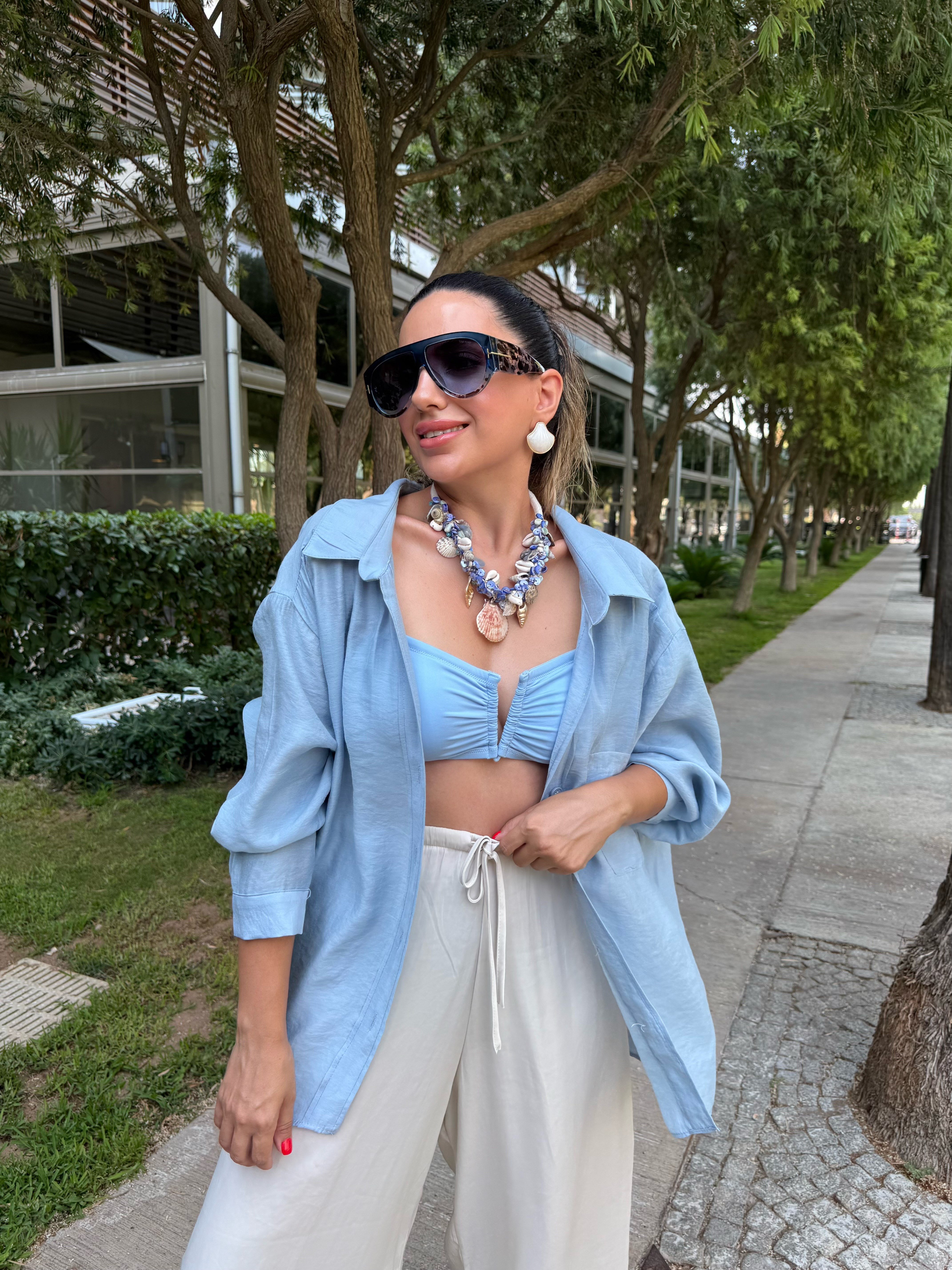 11840 Düşük Omuzlu Oversize Gömlek