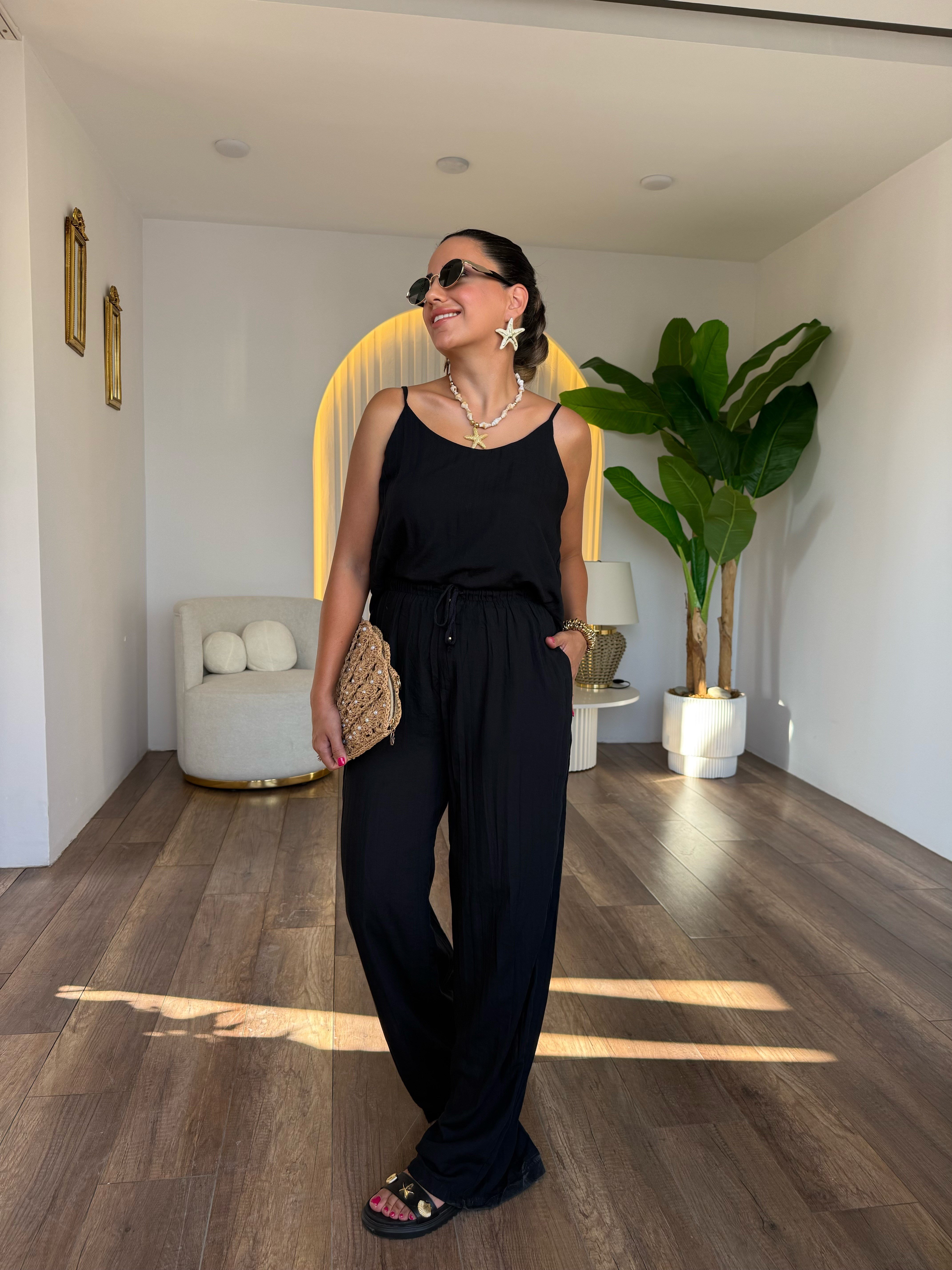 12056 Siyah PAntolon Bluz Takım