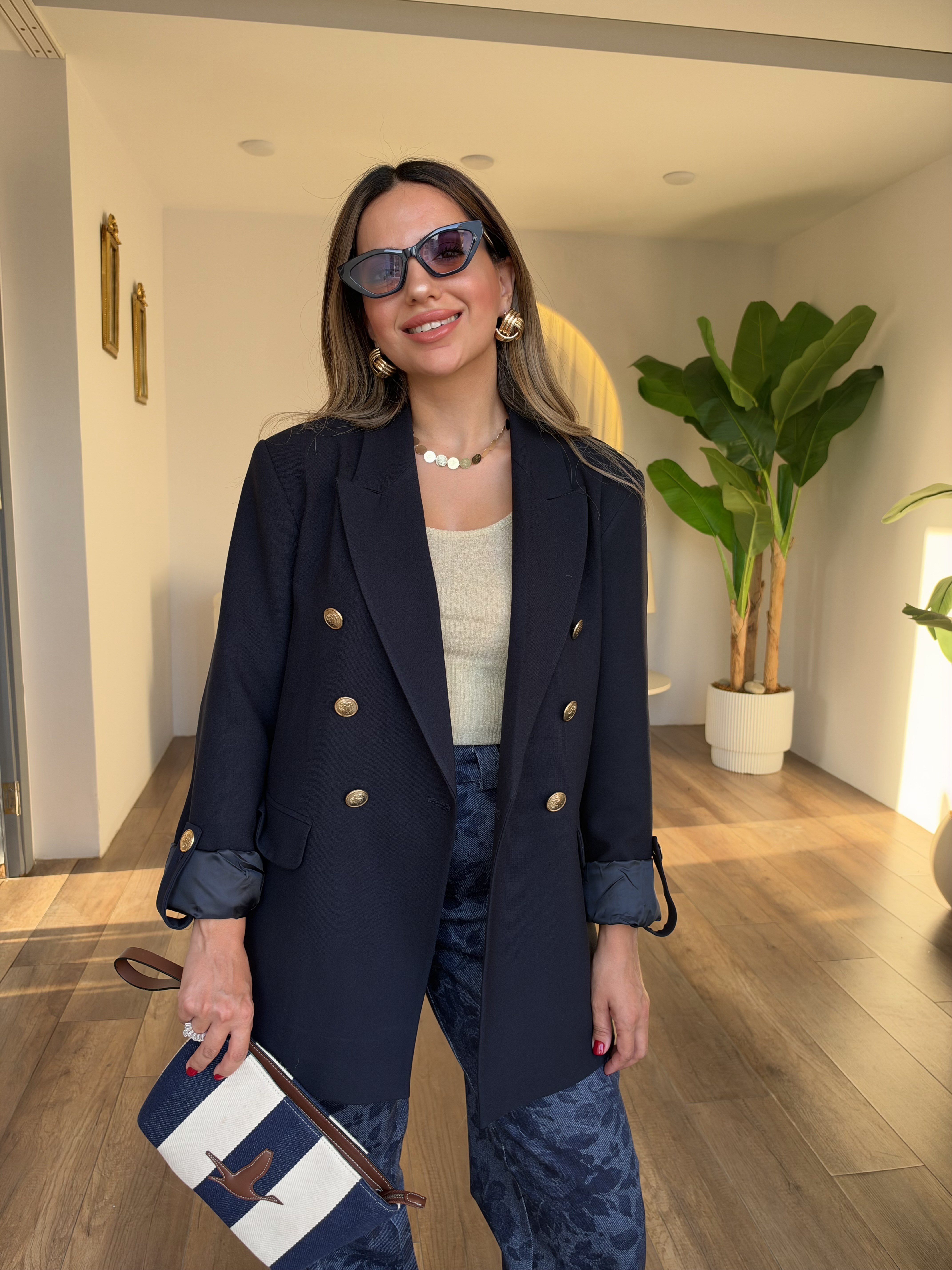 12327 Gold Düğme Detaylı Blazer Ceket
