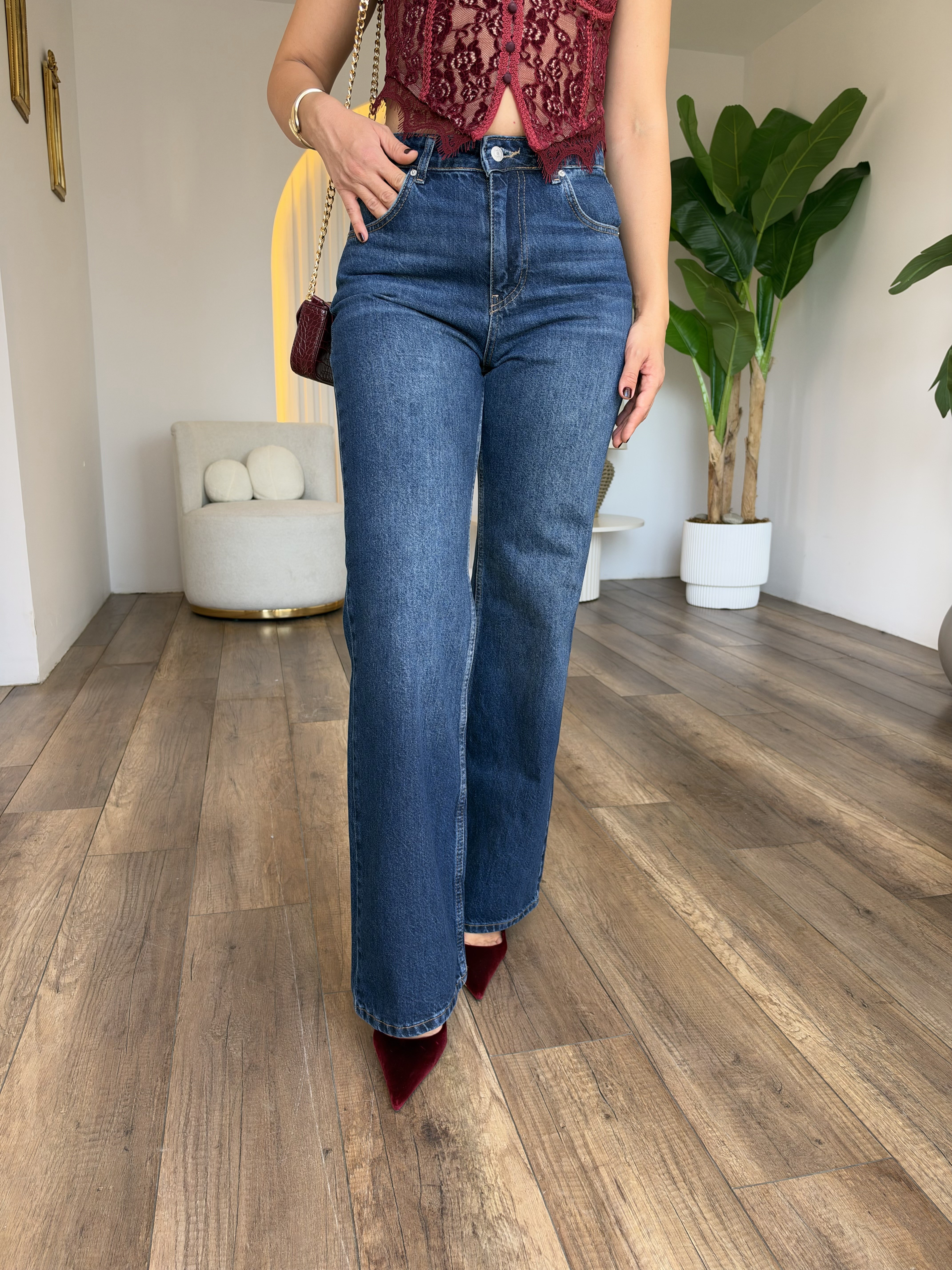12389 Basic Wideleg Pantolon