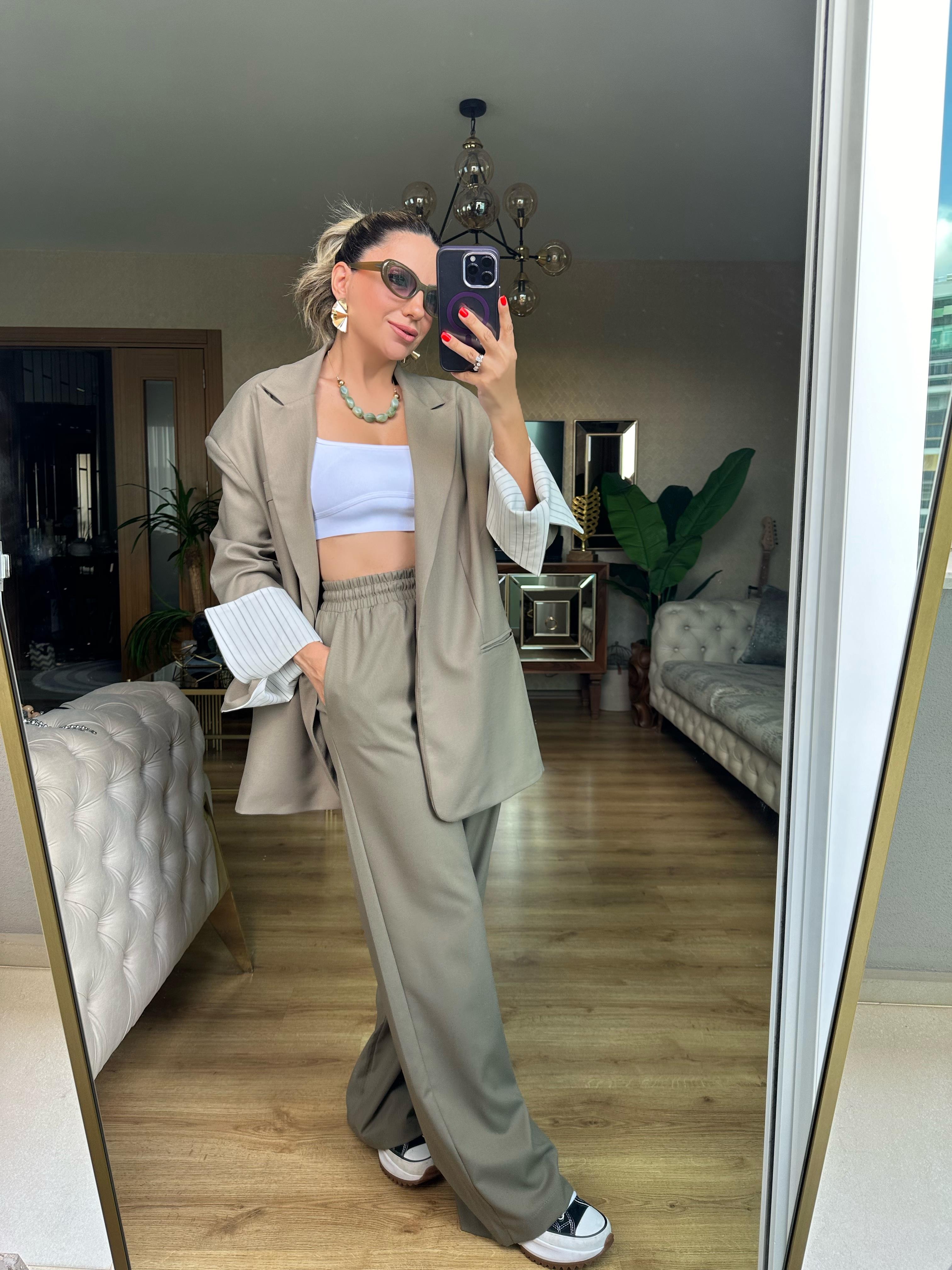 8505 Haki Yeşil Ceket Pantolon Takım