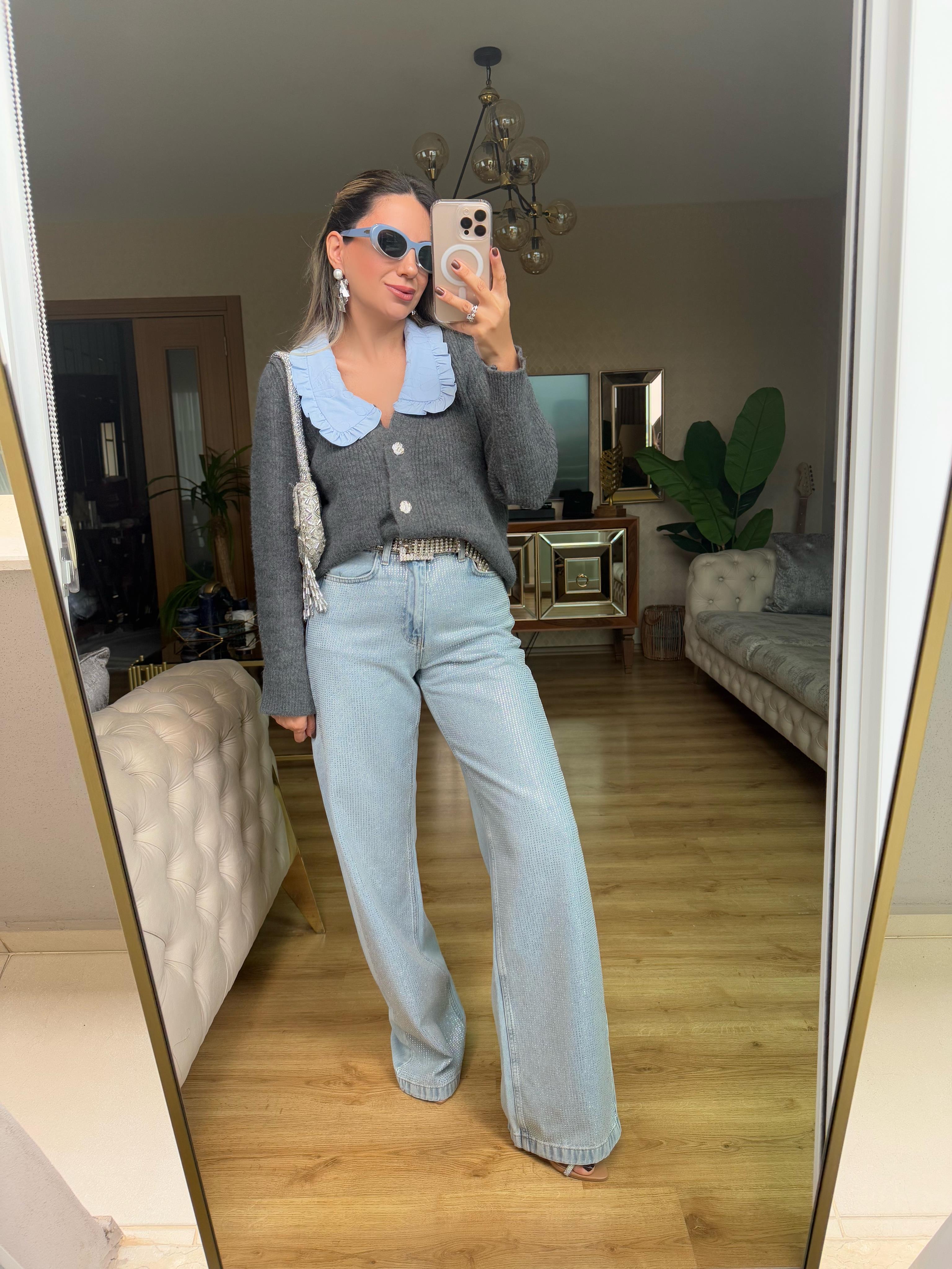 8831 Taşlı Premium  Palazzo Pantolon