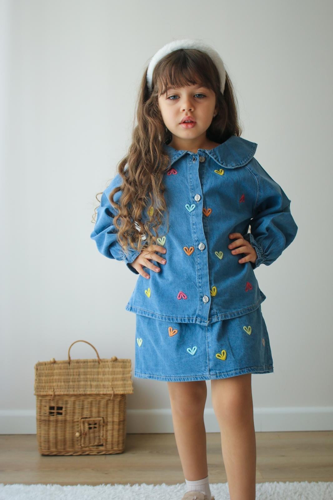 9332 Kids Jean Gömlek Pantolon Takım 3-4/9-10 Yaş