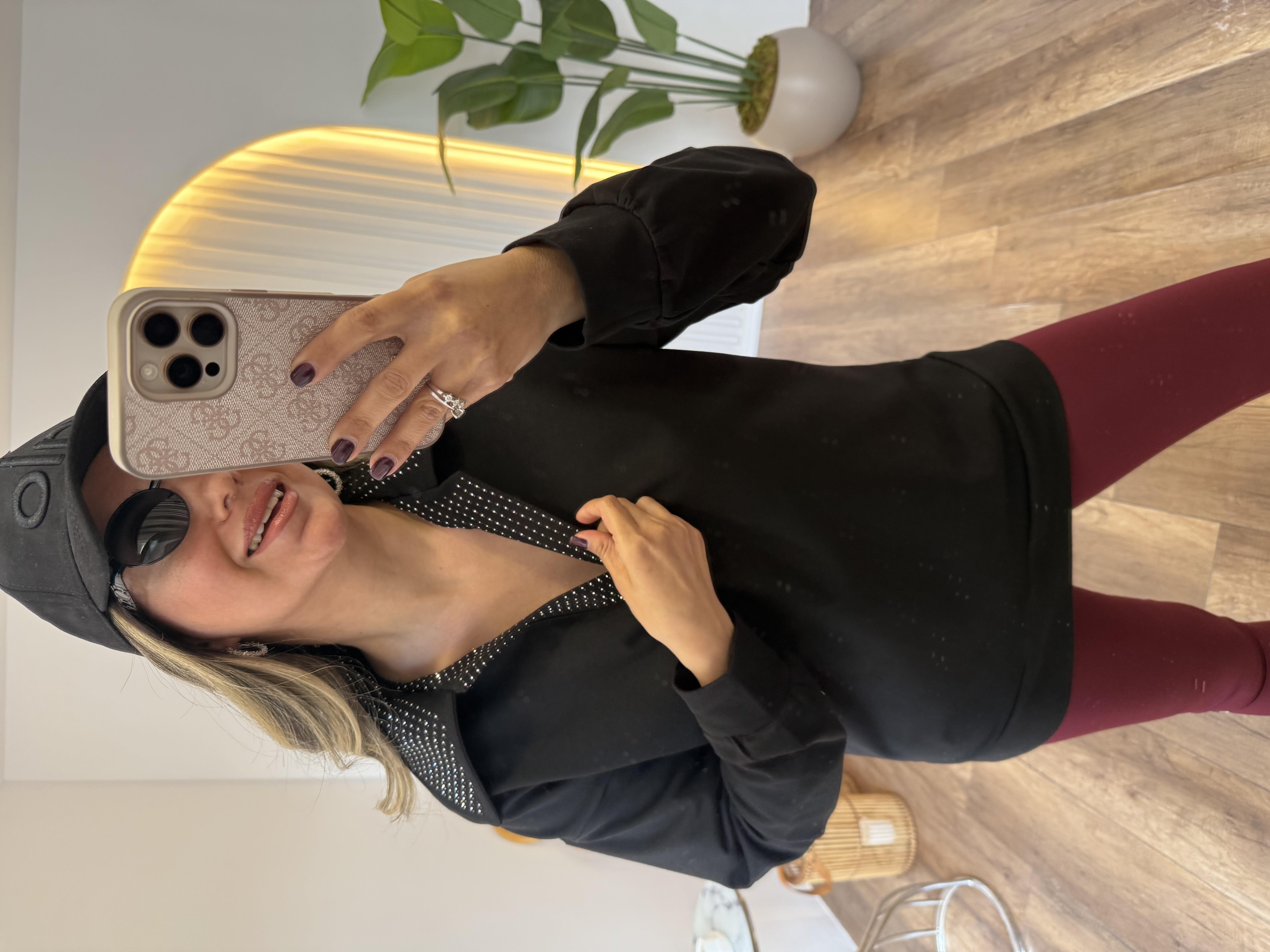 9342 Polo Yaka Taşlı Sweatshirt