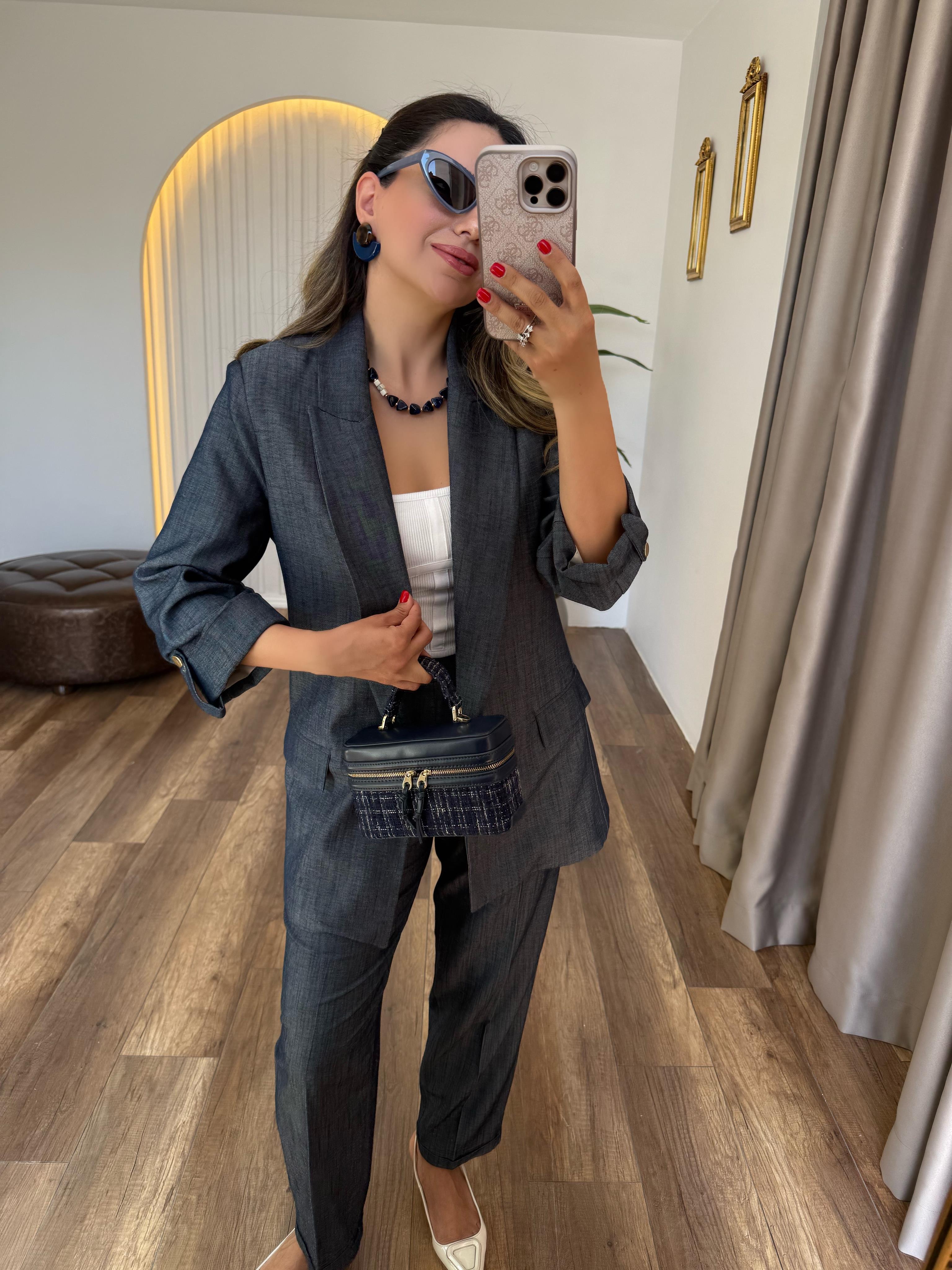 9401 Kolu Apoletli Lacivert Ceket
