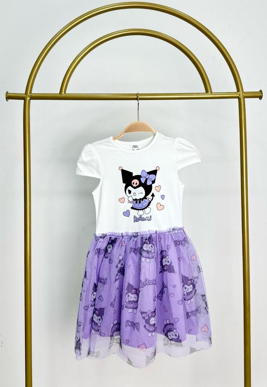 9540 Kids Kuromi Kısa Kol Elbise 3-4/7-8 Yaş