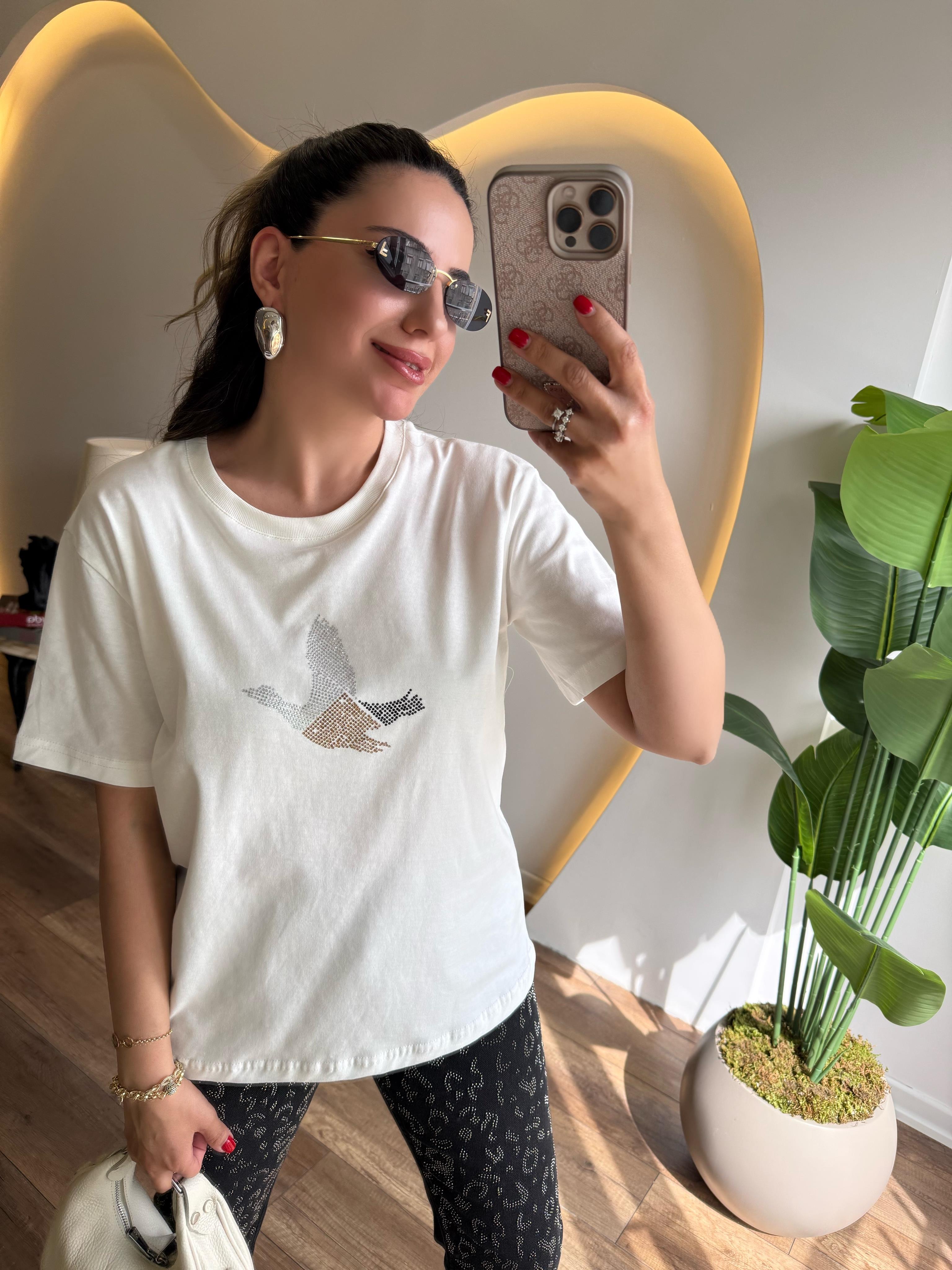 9586 3 Renkli Taşlı Tshirt