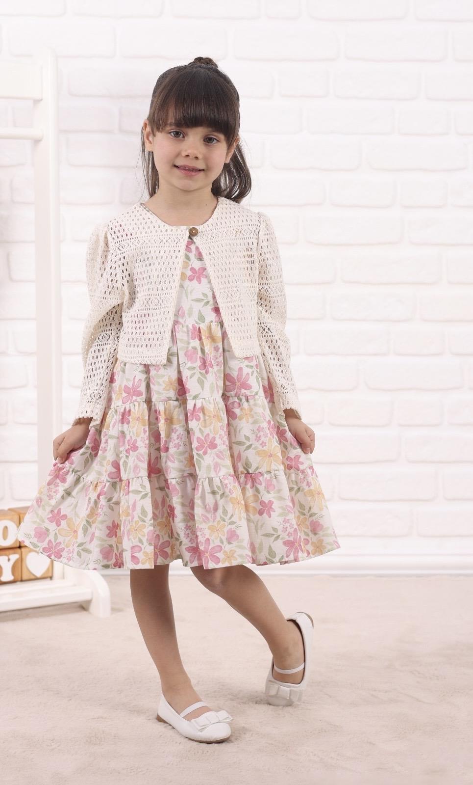 9596 Kids Etnik Desenli Kız Elbise 2-3/7-8 Yaş