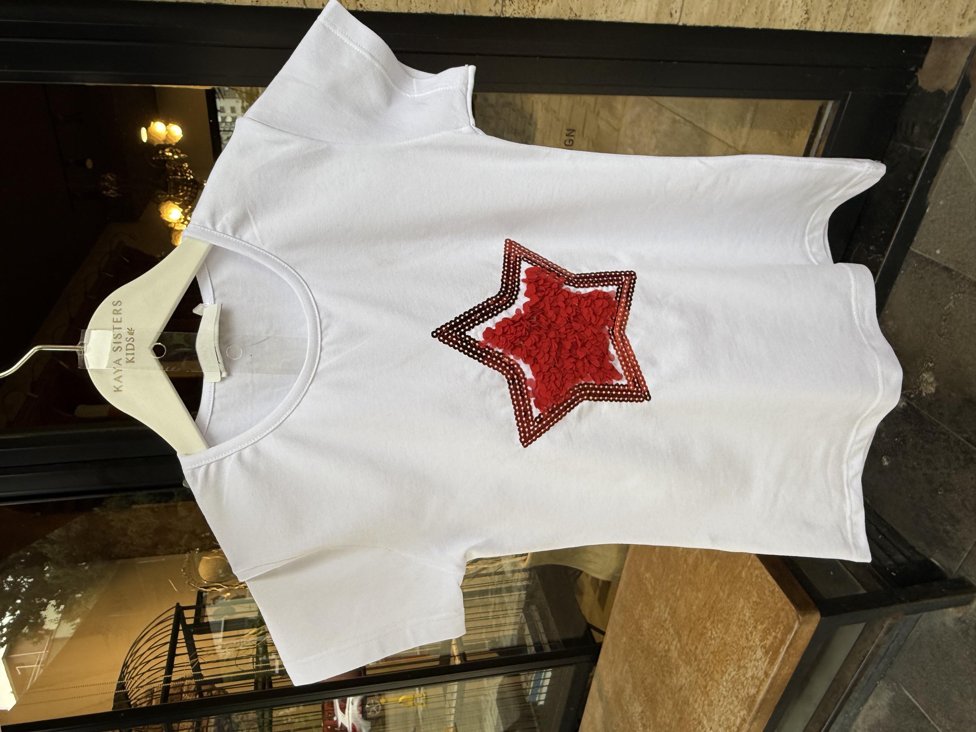 9604 Kids Önü Yıldız Kabartmalı Tshirt 7-12 Yaş