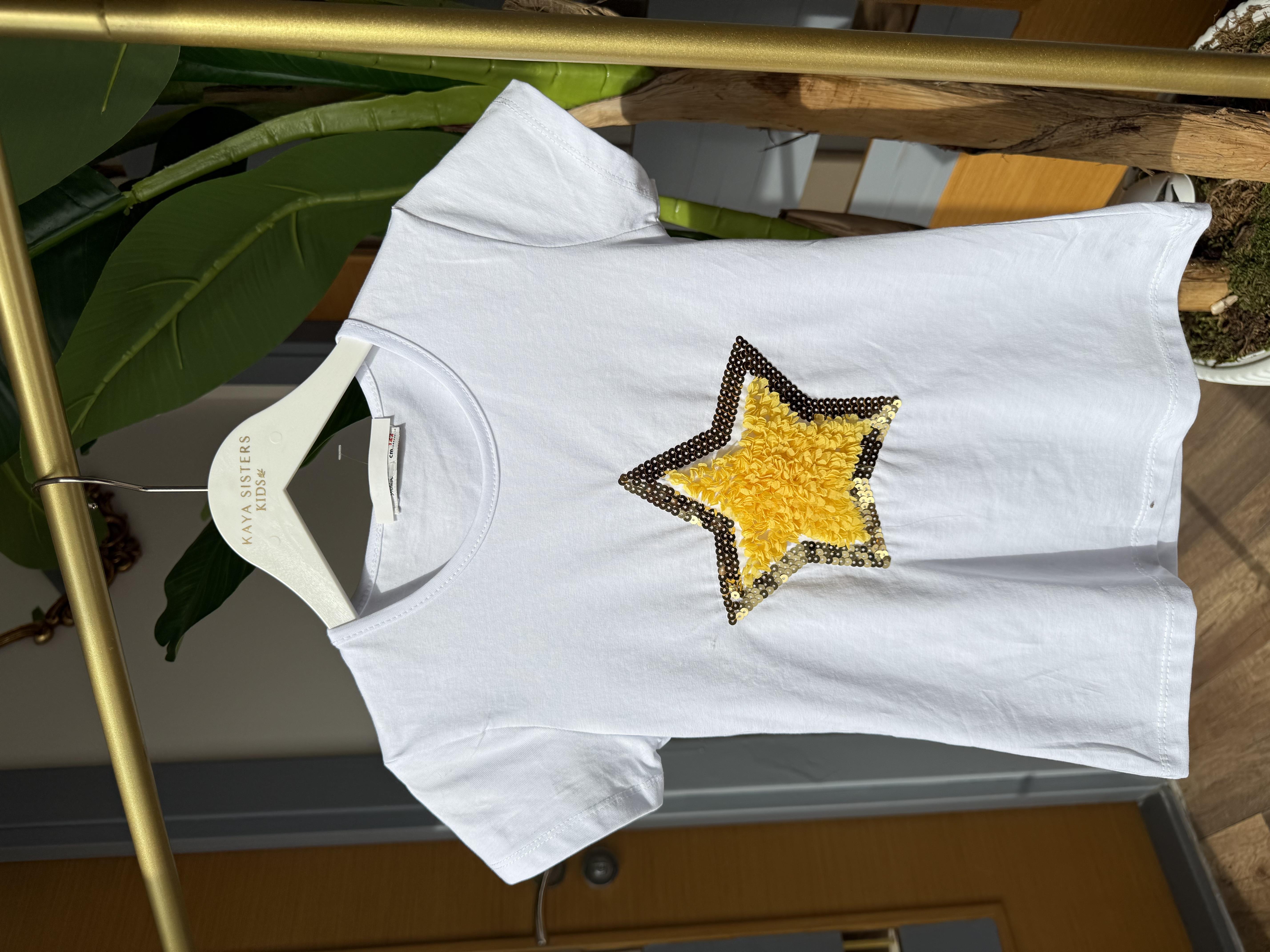 9604 Kids Önü Yıldız Kabartmalı Tshirt 7-12 Yaş