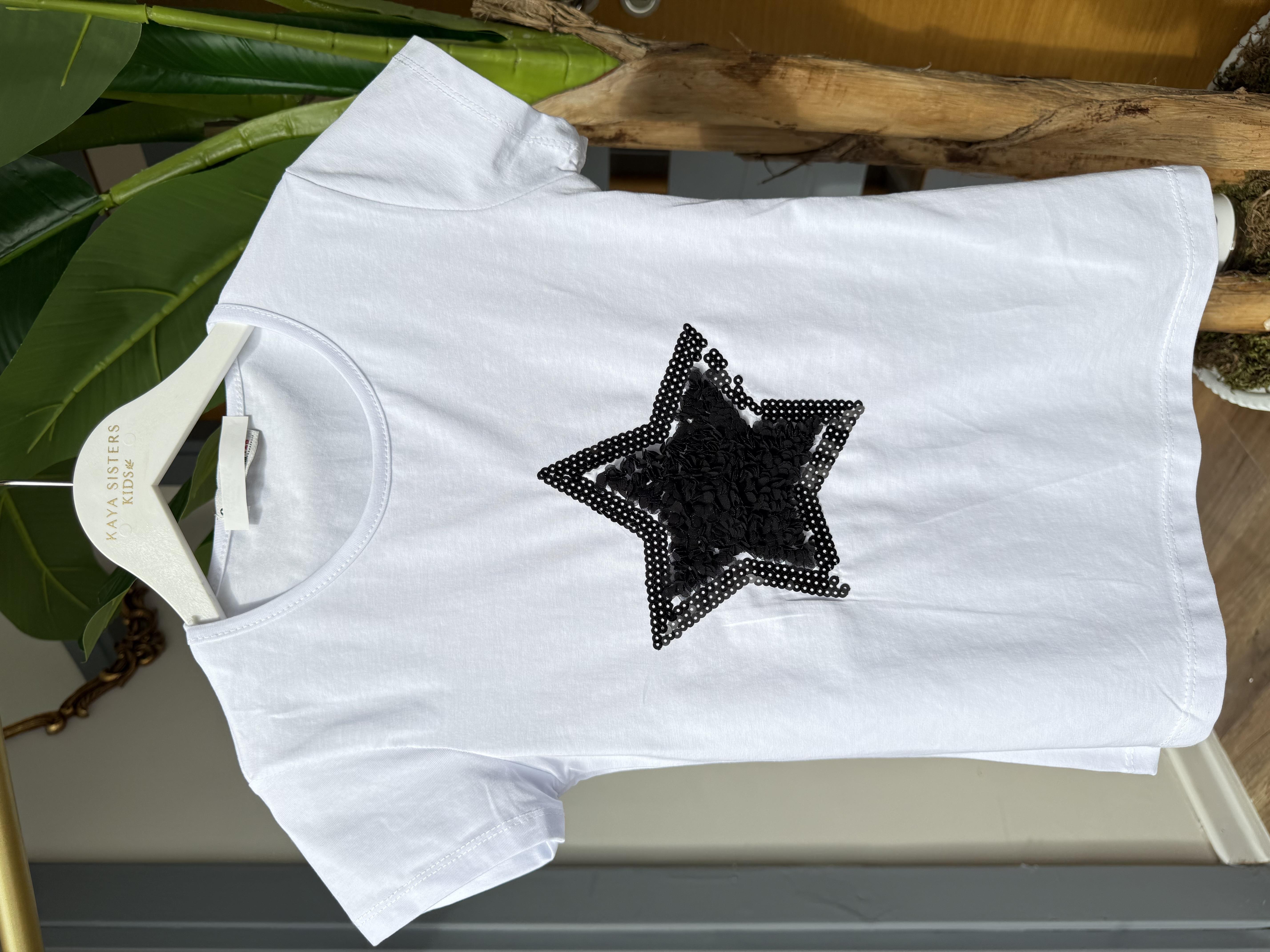 9604 Kids Önü Yıldız Kabartmalı Tshirt 7-12 Yaş
