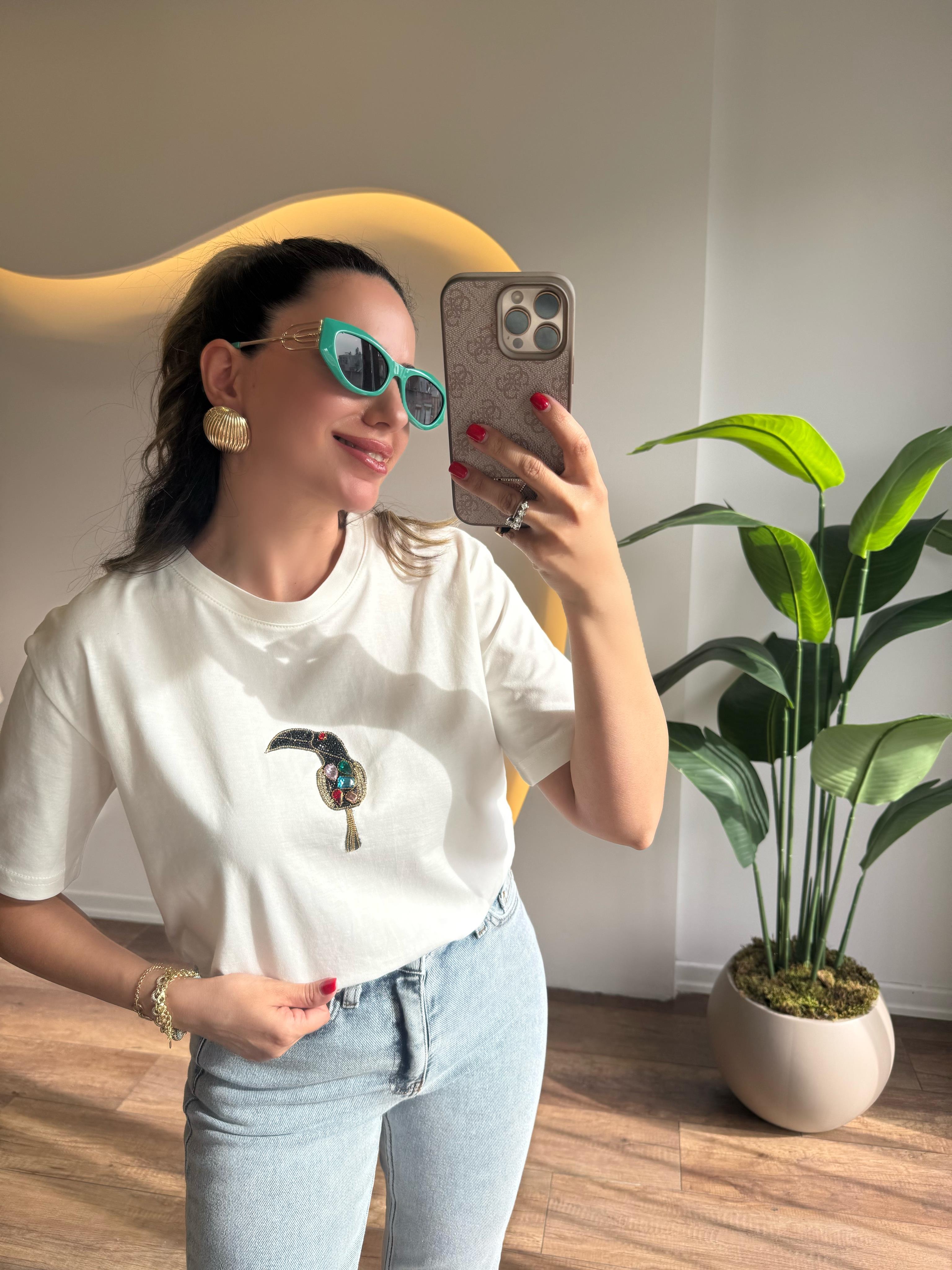 9660 Renkli P.Kuşlu Tshirt