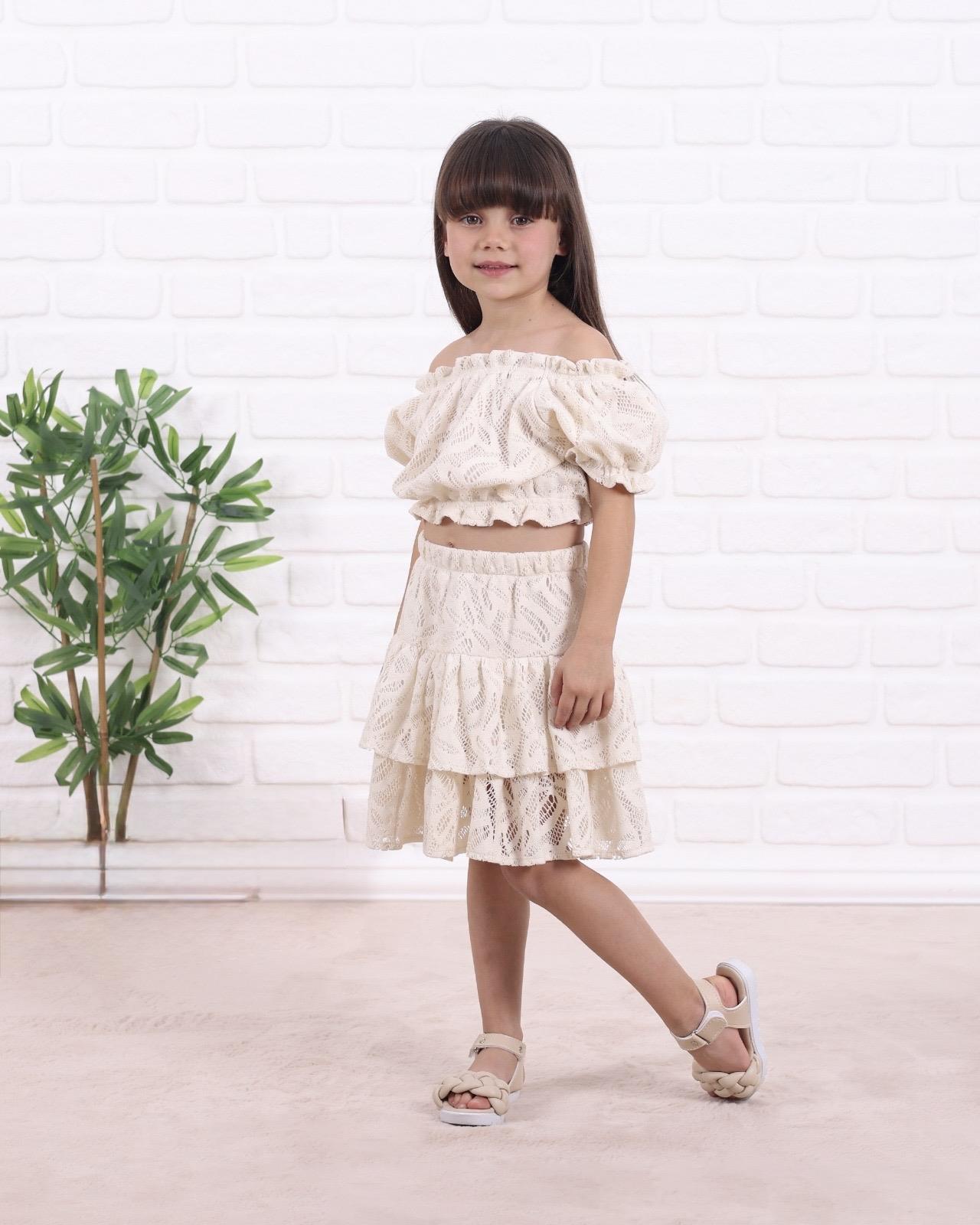 9669 Kids Dantelli Etek Bluz Takım 2-3/6-7 Yaş