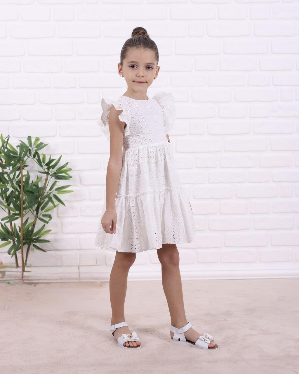 9715 Kids Fırfır Kol Fisto Elbise 2-3/7-8 Yaş