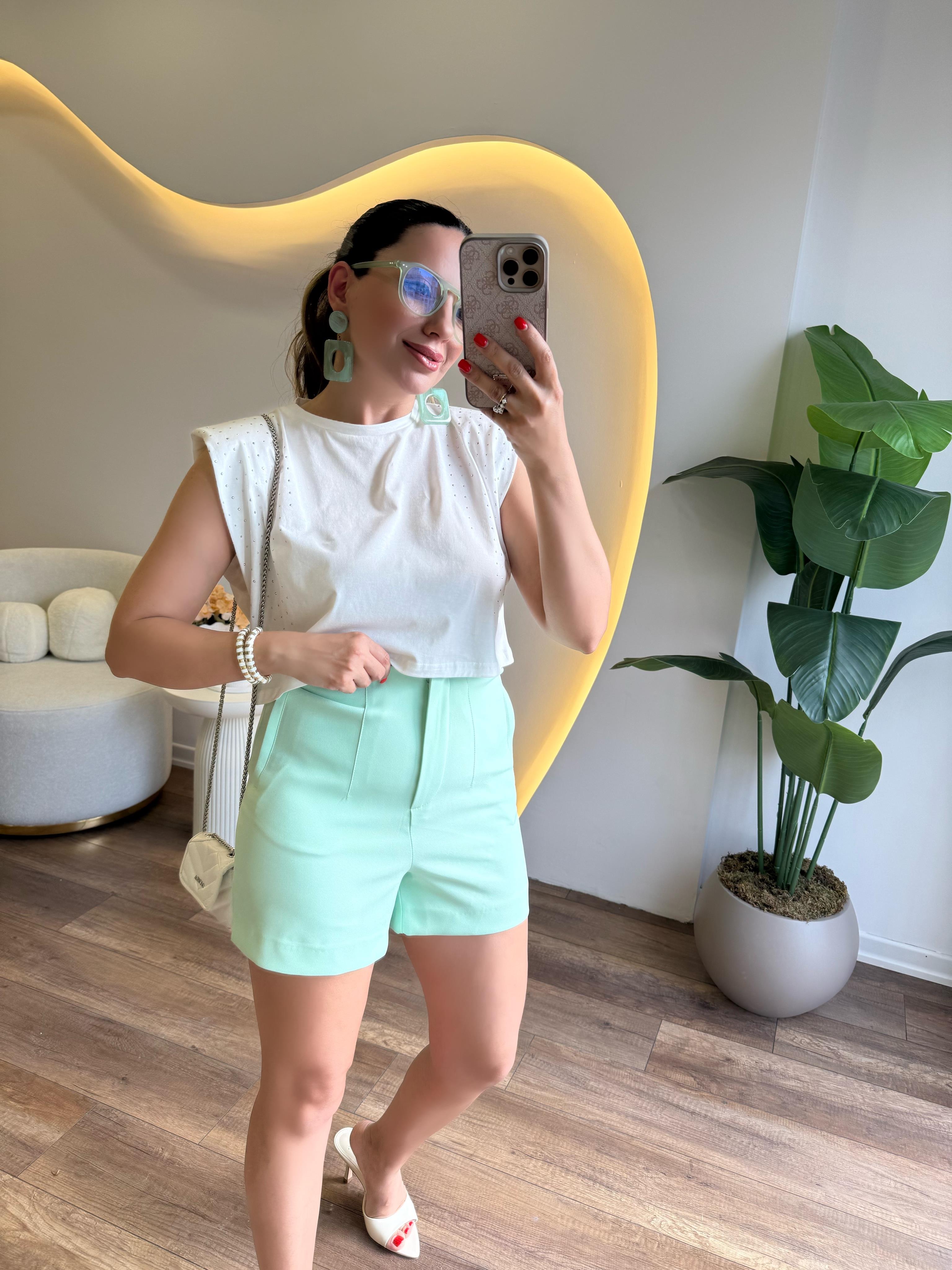 9809 Pensli Kumaş Şort