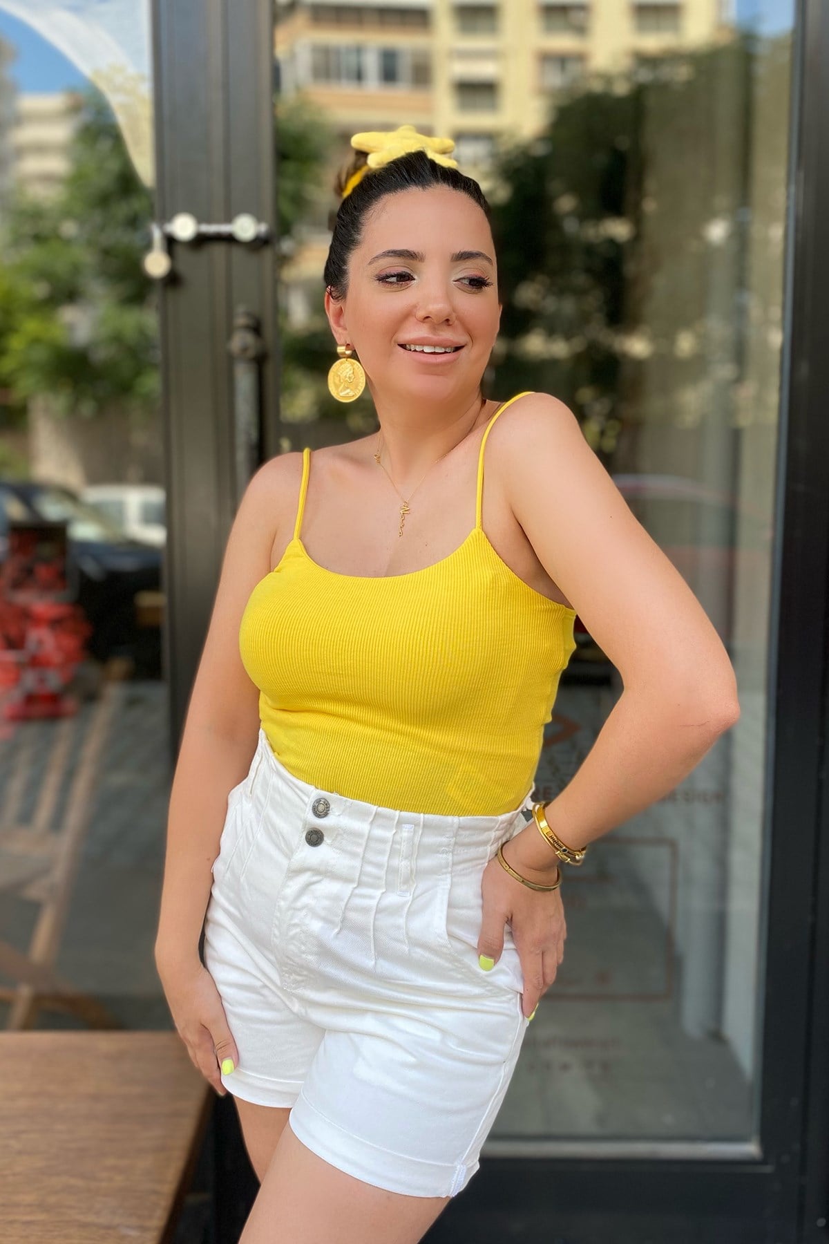 Askılı Sarı Bluz