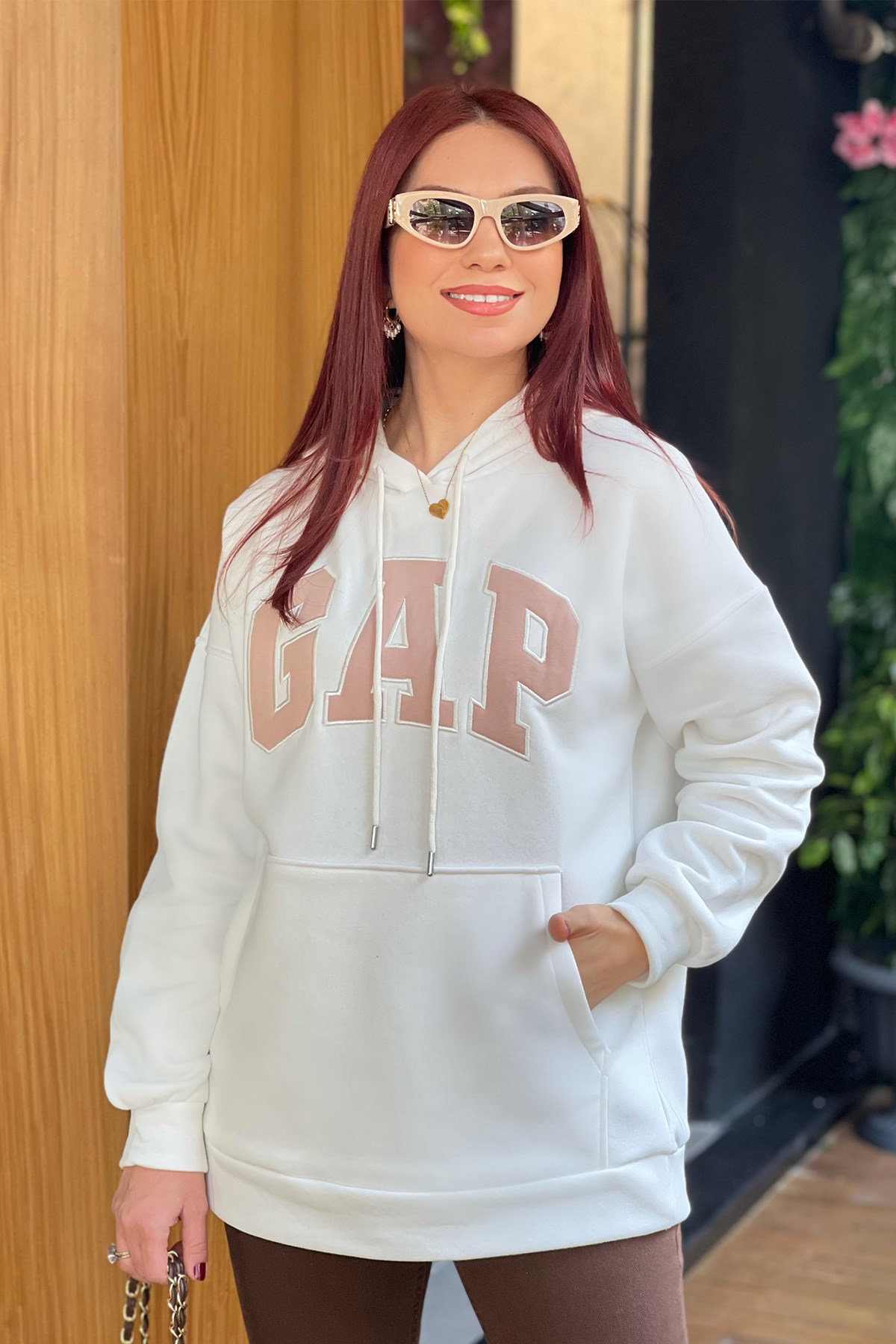 GAP Baskılı Beyaz  Sweatshirt