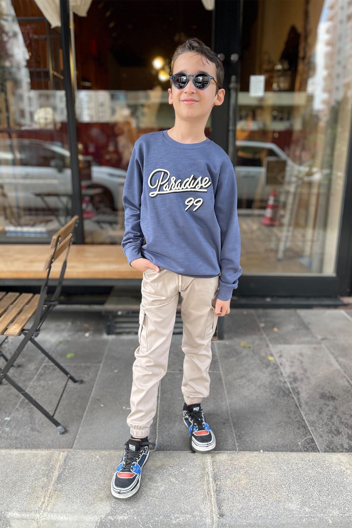 Kids Bej Kargo Cepli Pantolon