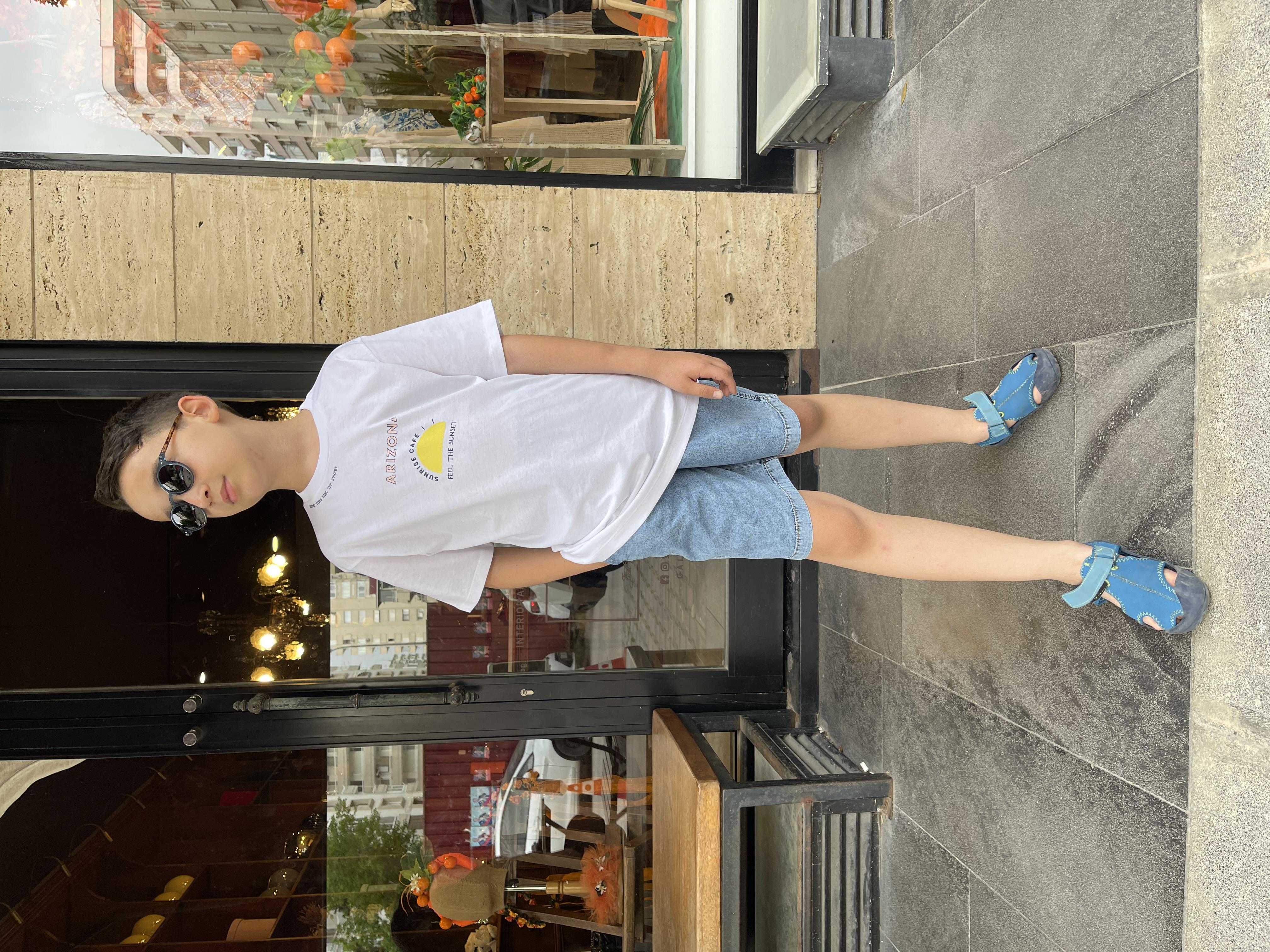 Kids Beyaz Arizona Kot Şortlu Takım