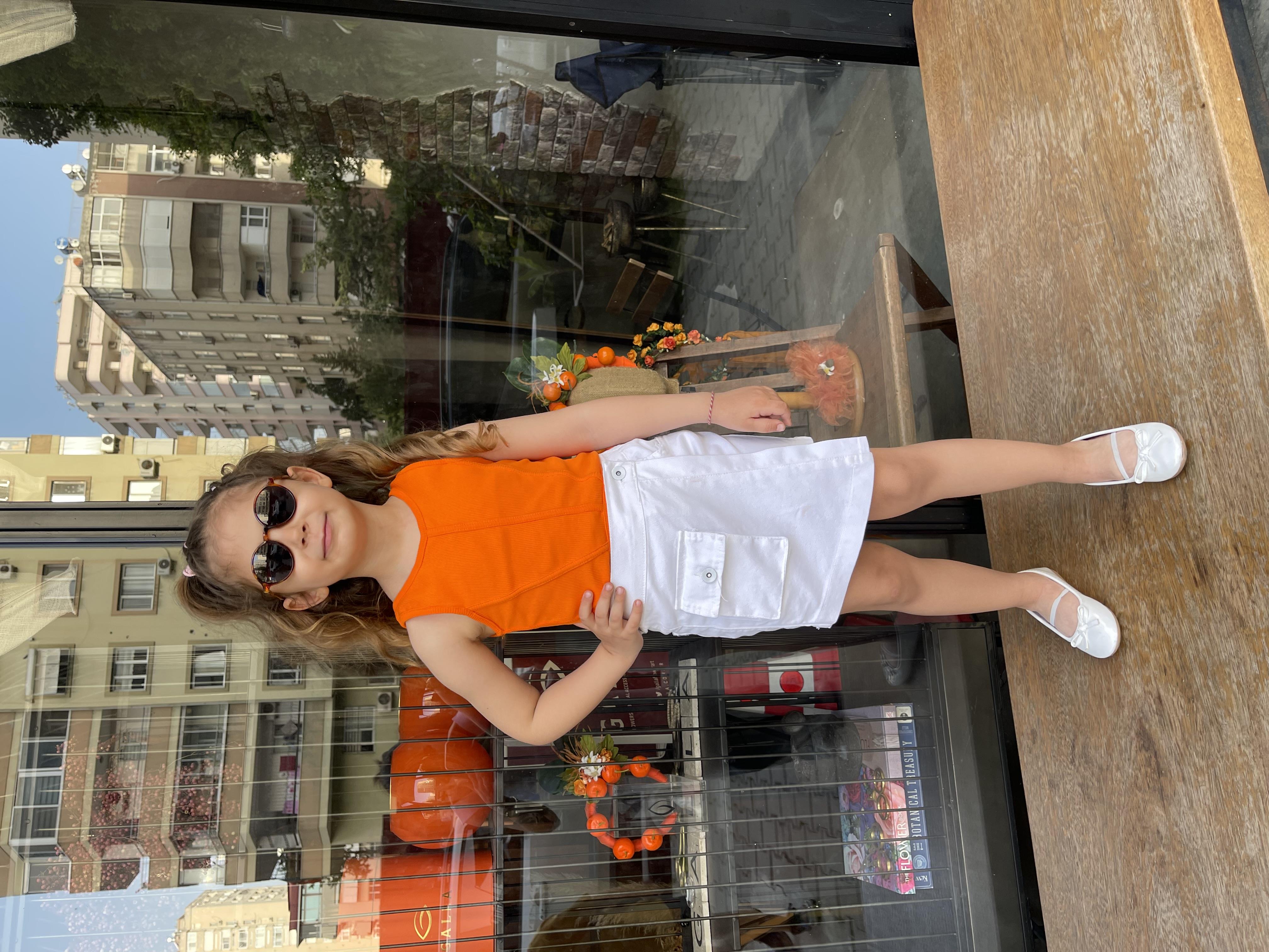 Kids Beyaz Cepli Şort Etek