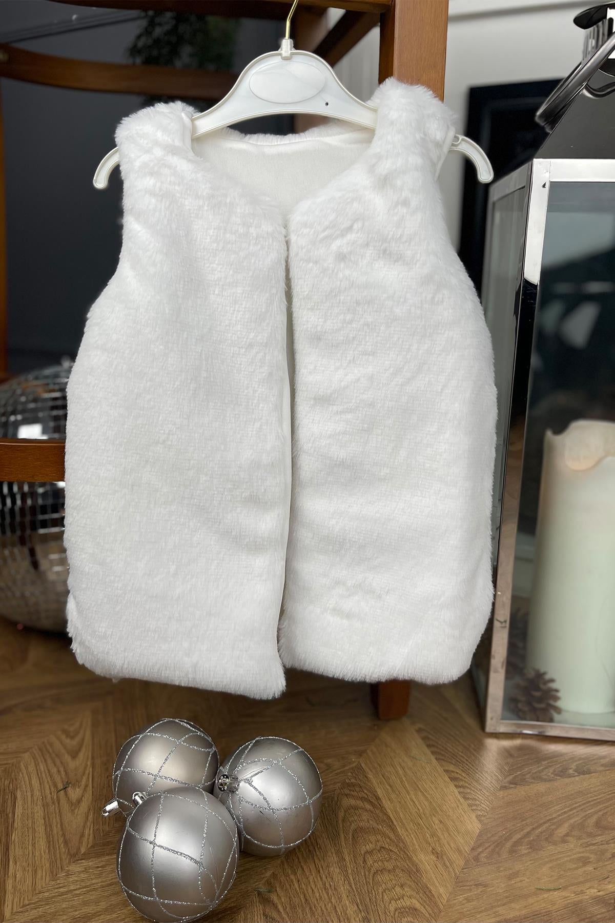 Kids Beyaz Peluş Yelek