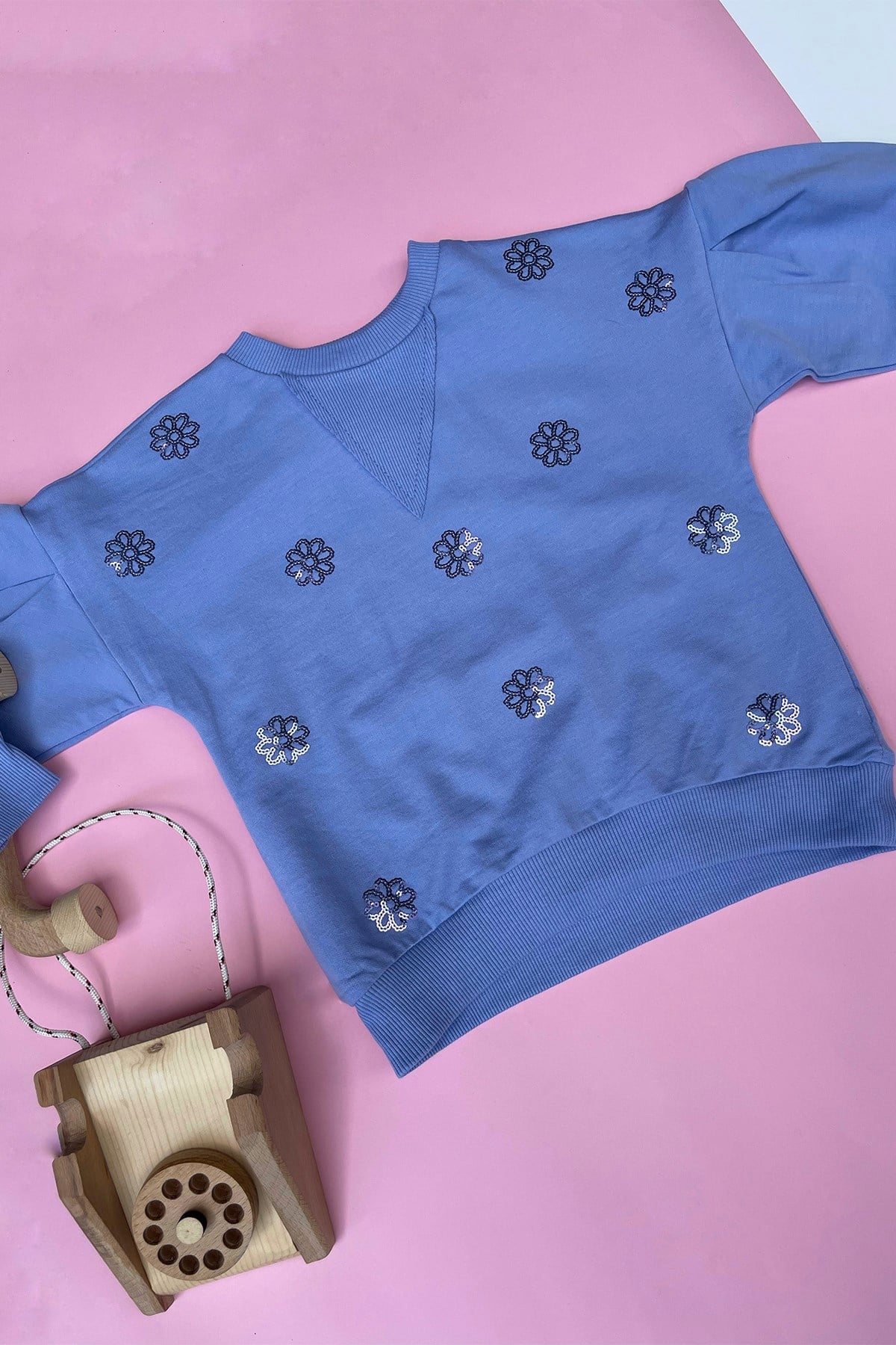 Kids Lila Pul Nakışlı Sweatshirt