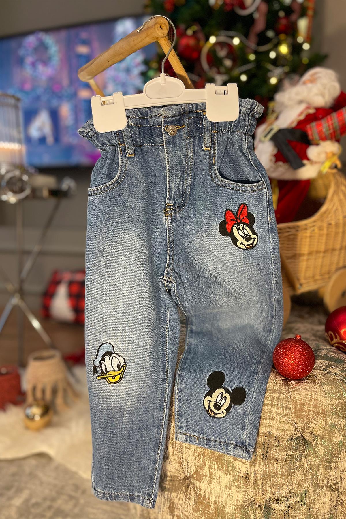 Kids Mickey Detaylı Kot Pantolon