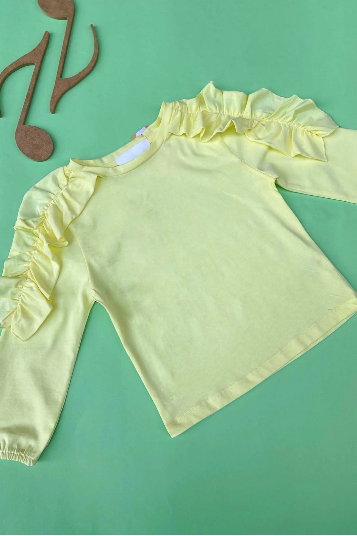 Kids Omuz Fırfır Detaylı Sarı Sweatshirt