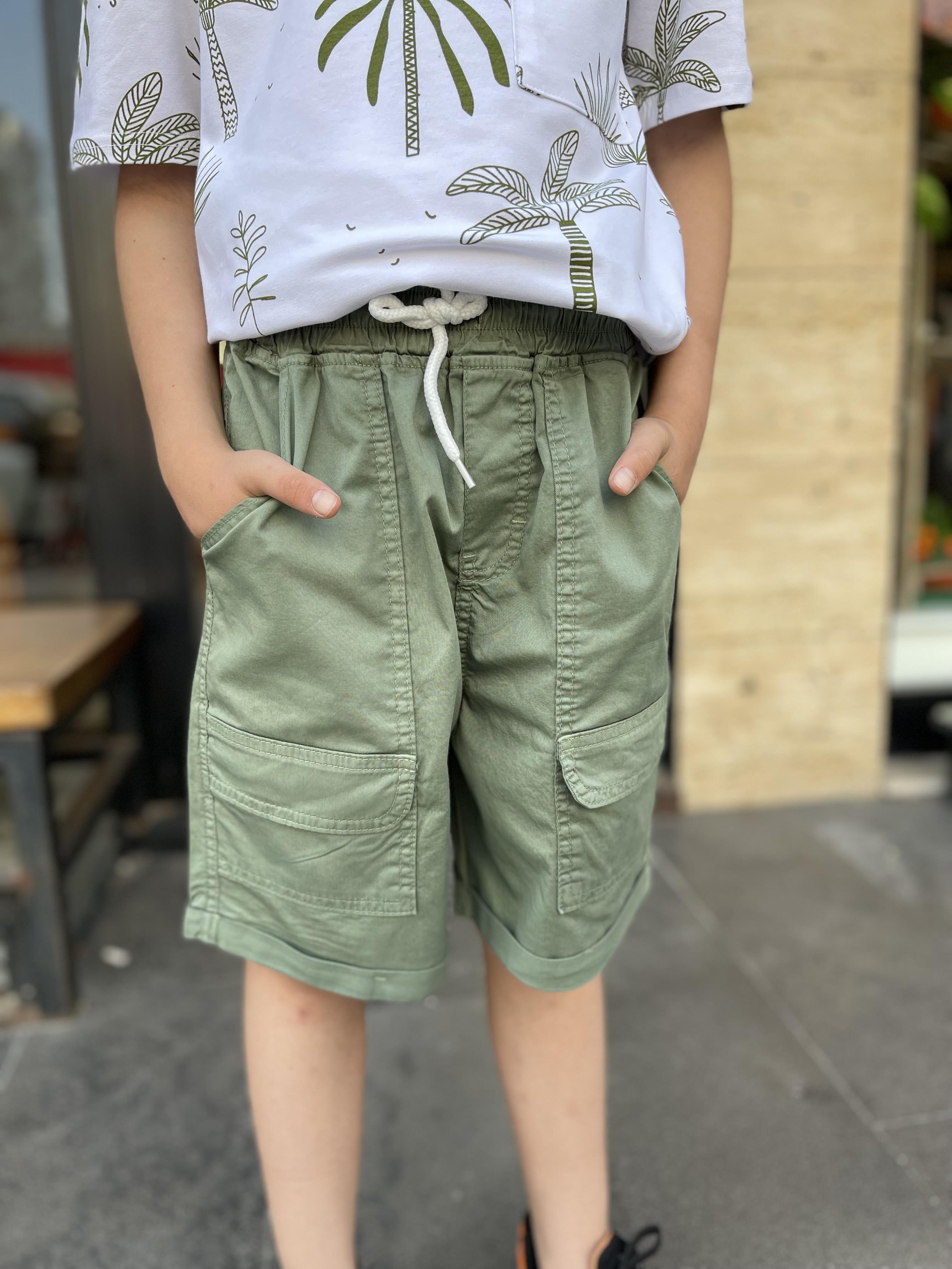 Kids Ön Cep Detaylı Yeşil Erkek Şort