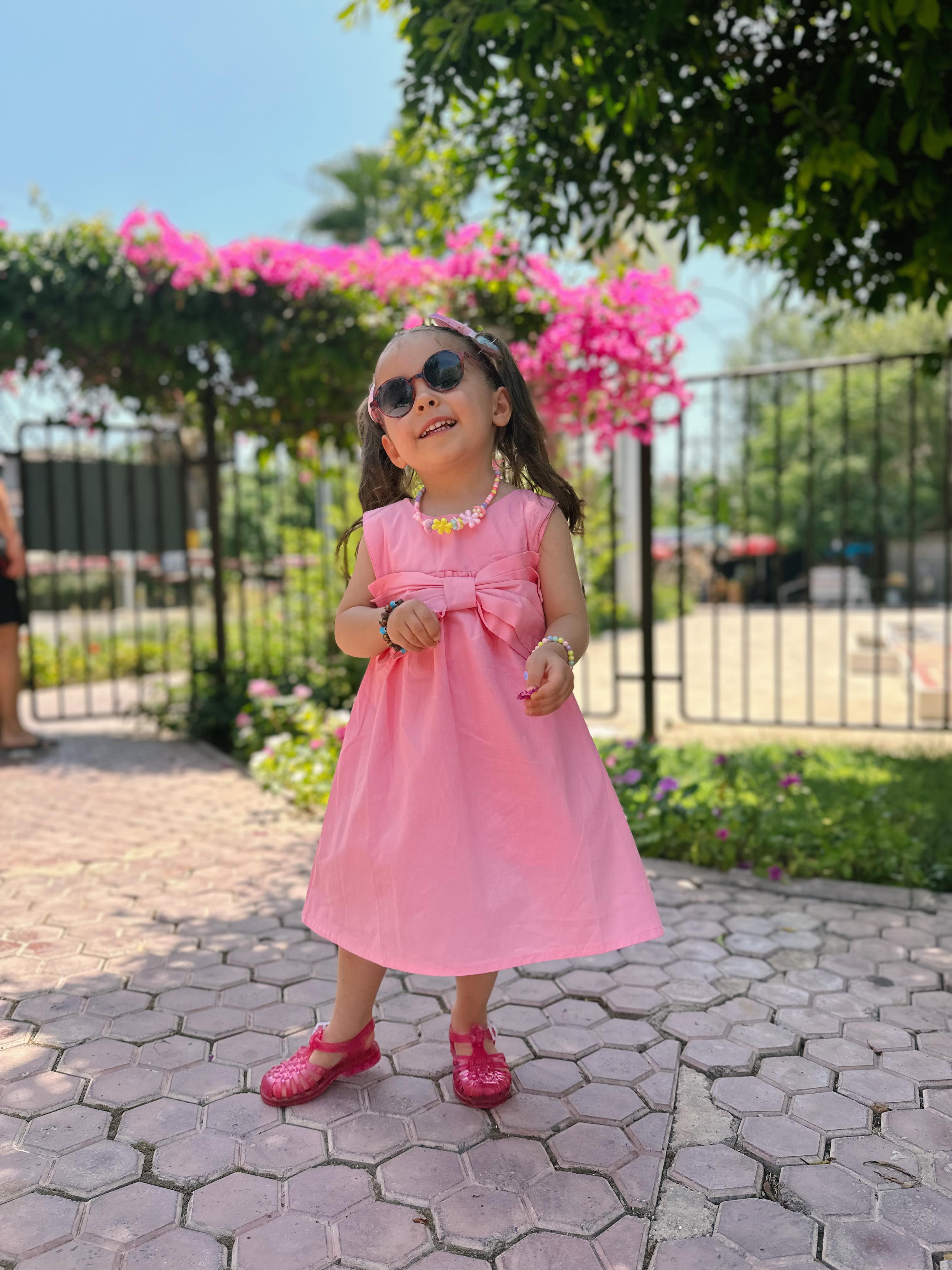 Kids Pembe Fiyonklu Elbise
