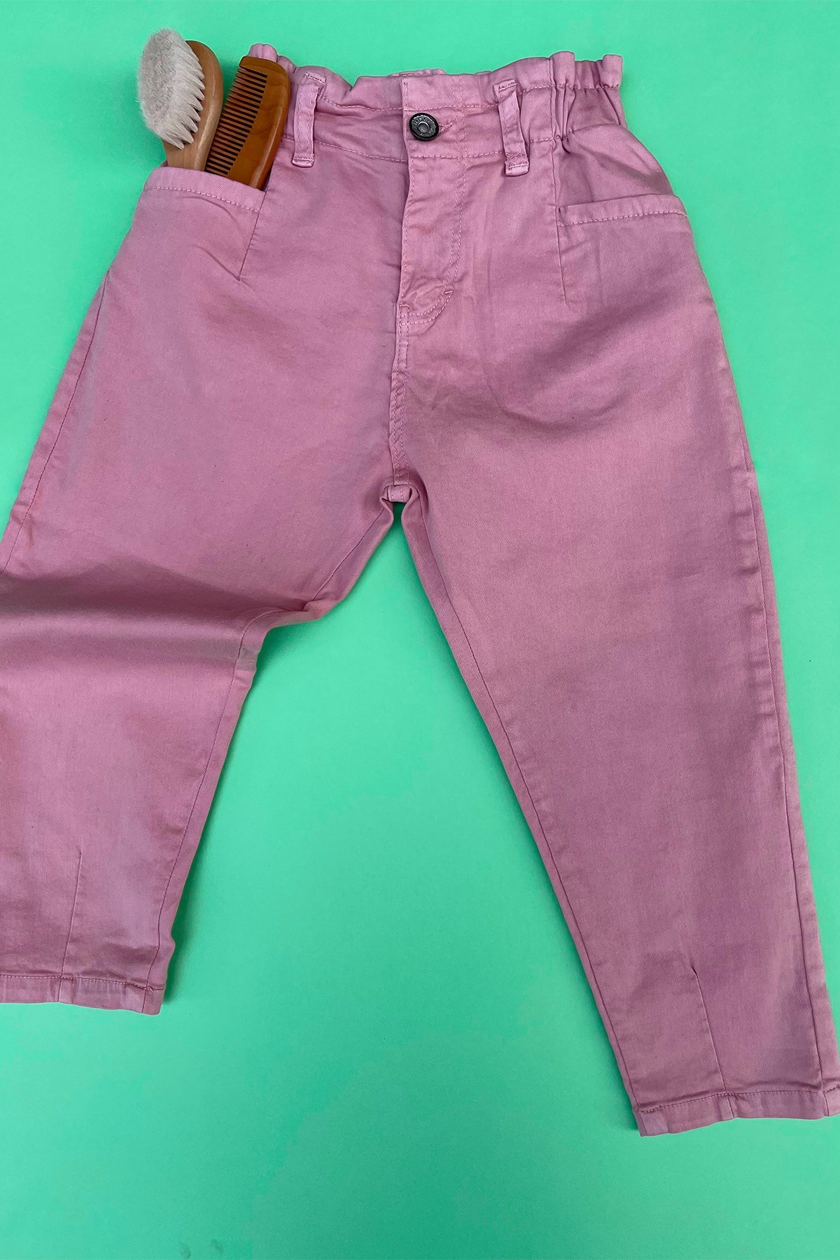 Kids Pembe Keten Pantolon
