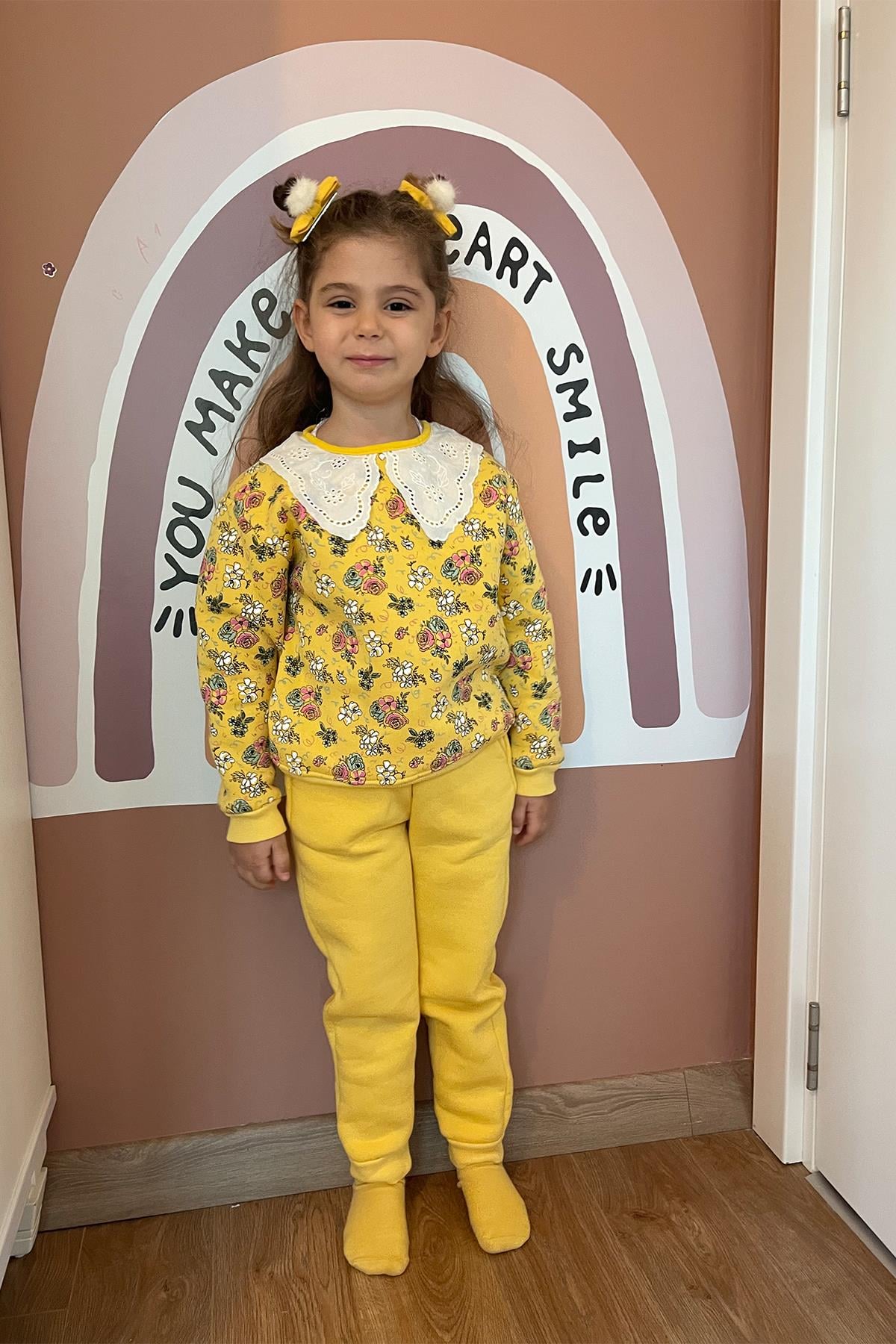 Kids Sarı Desenli Yakalı Takım