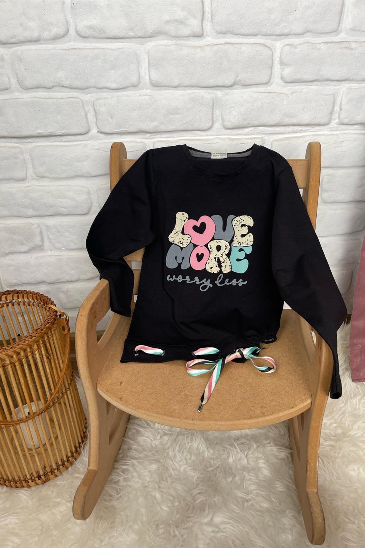 Kids Siyah Altı Bağlama Detaylı Sweat