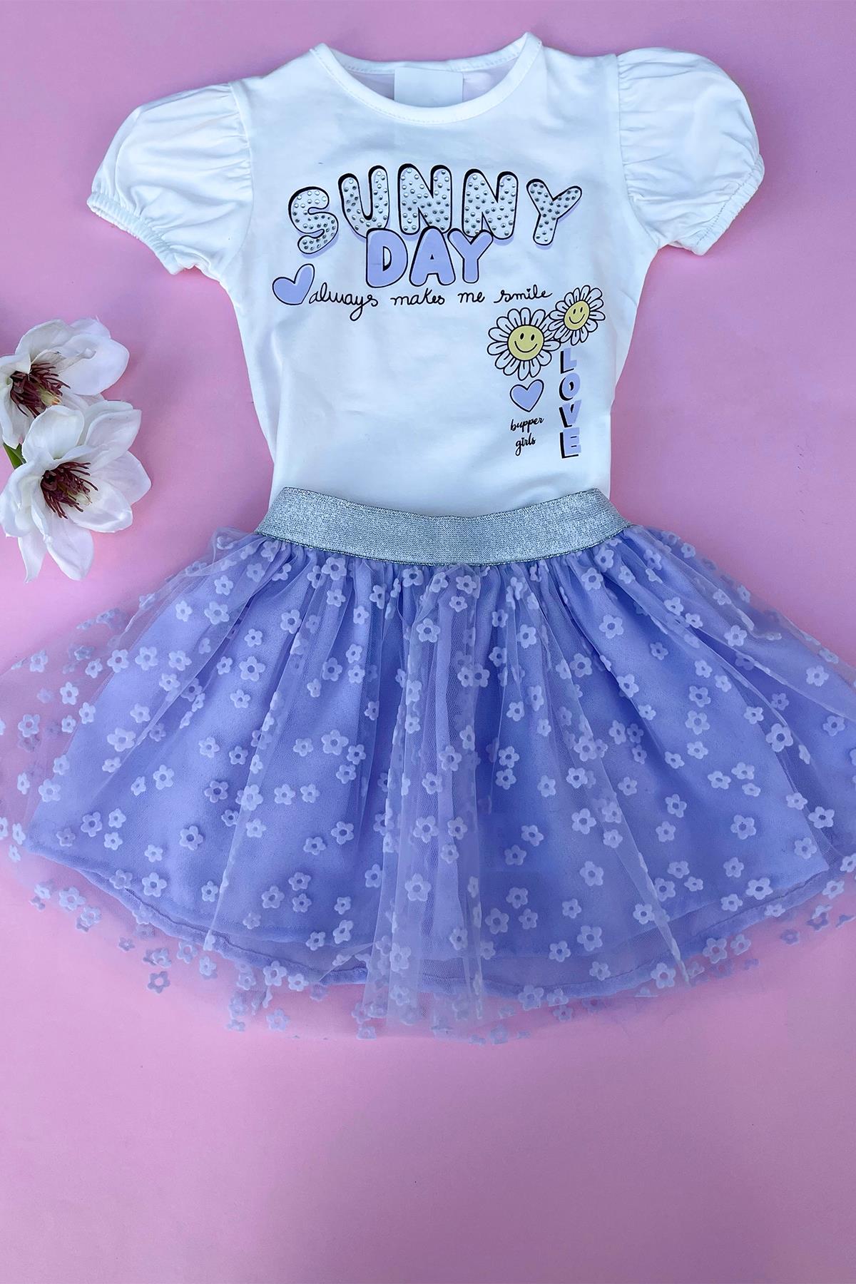 Kids Sunny Papatya Tüllü Lila Takım