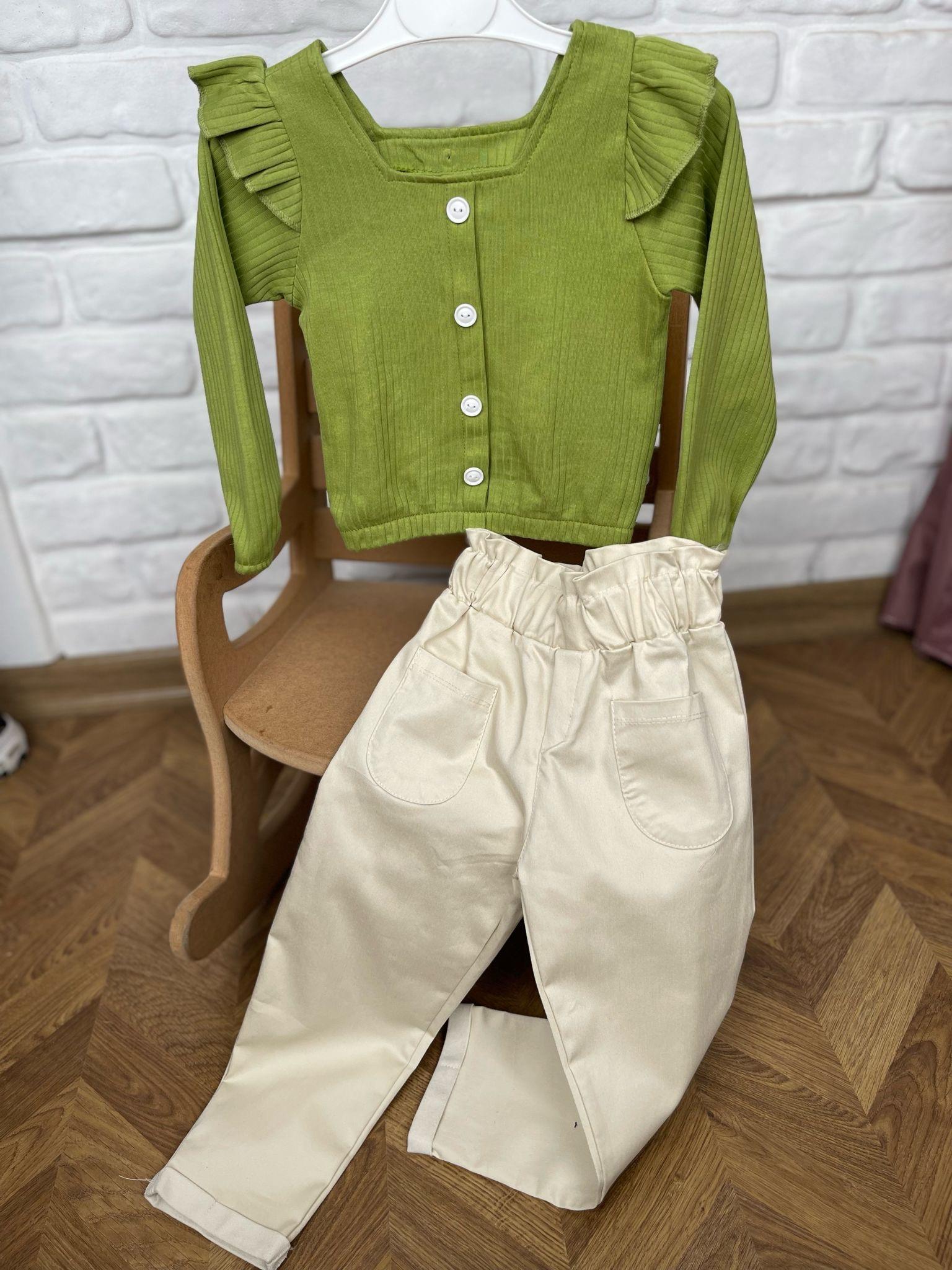 Kids Yeşil Kare Yakalı Pantolon Takım