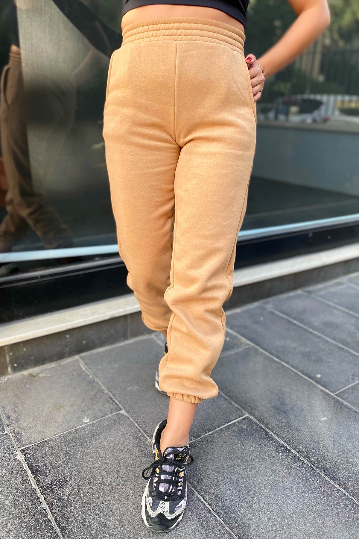 Lastikli Camel Eşorfman Altı 