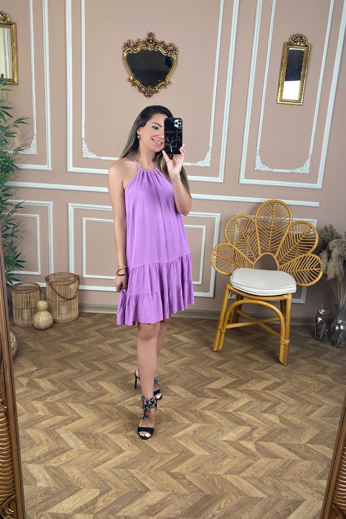 Lila Kolsuz Elbise